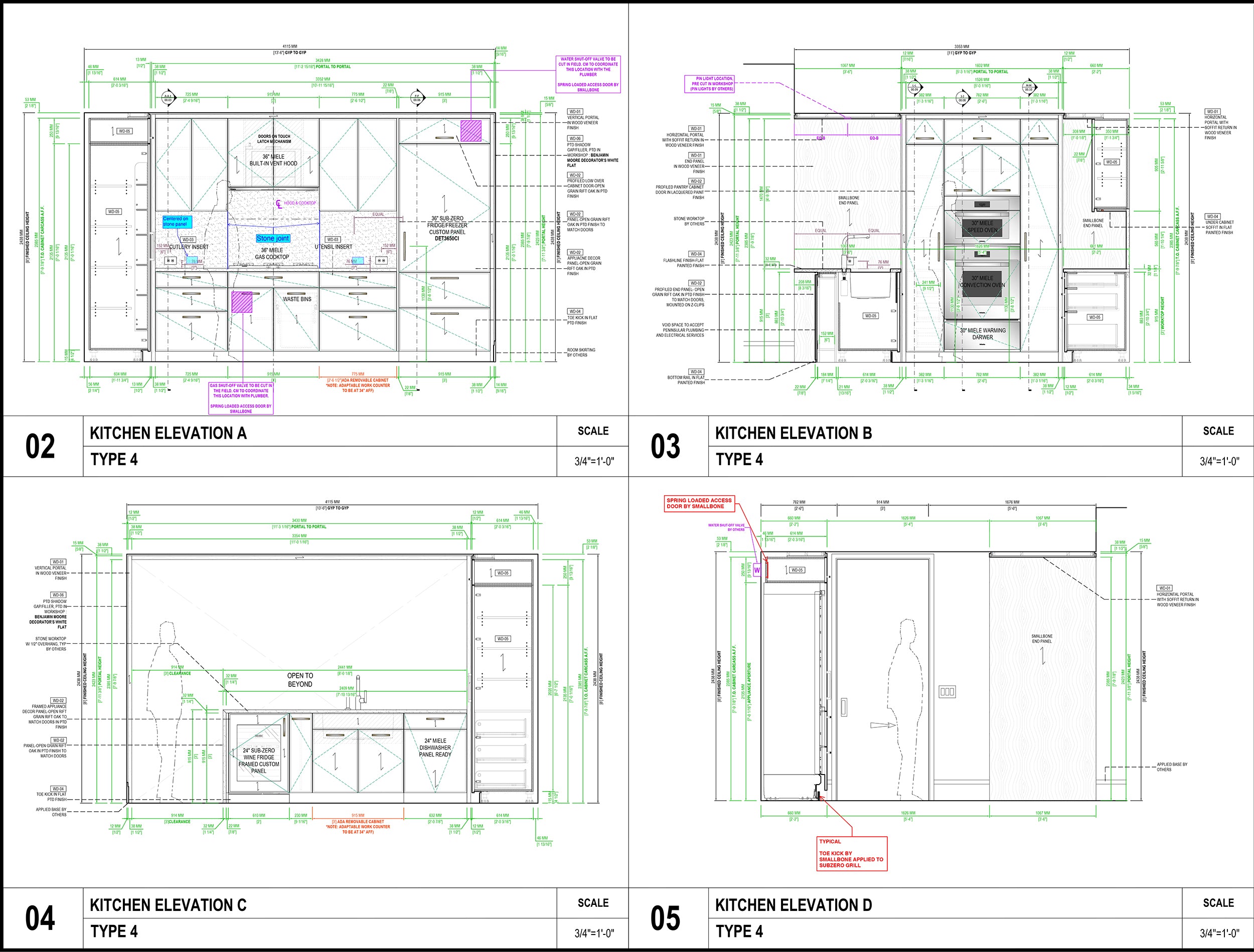 Smallbone Transitional White Oak Kitchen with Island Peninsula- Cabinetry Only - New in Box