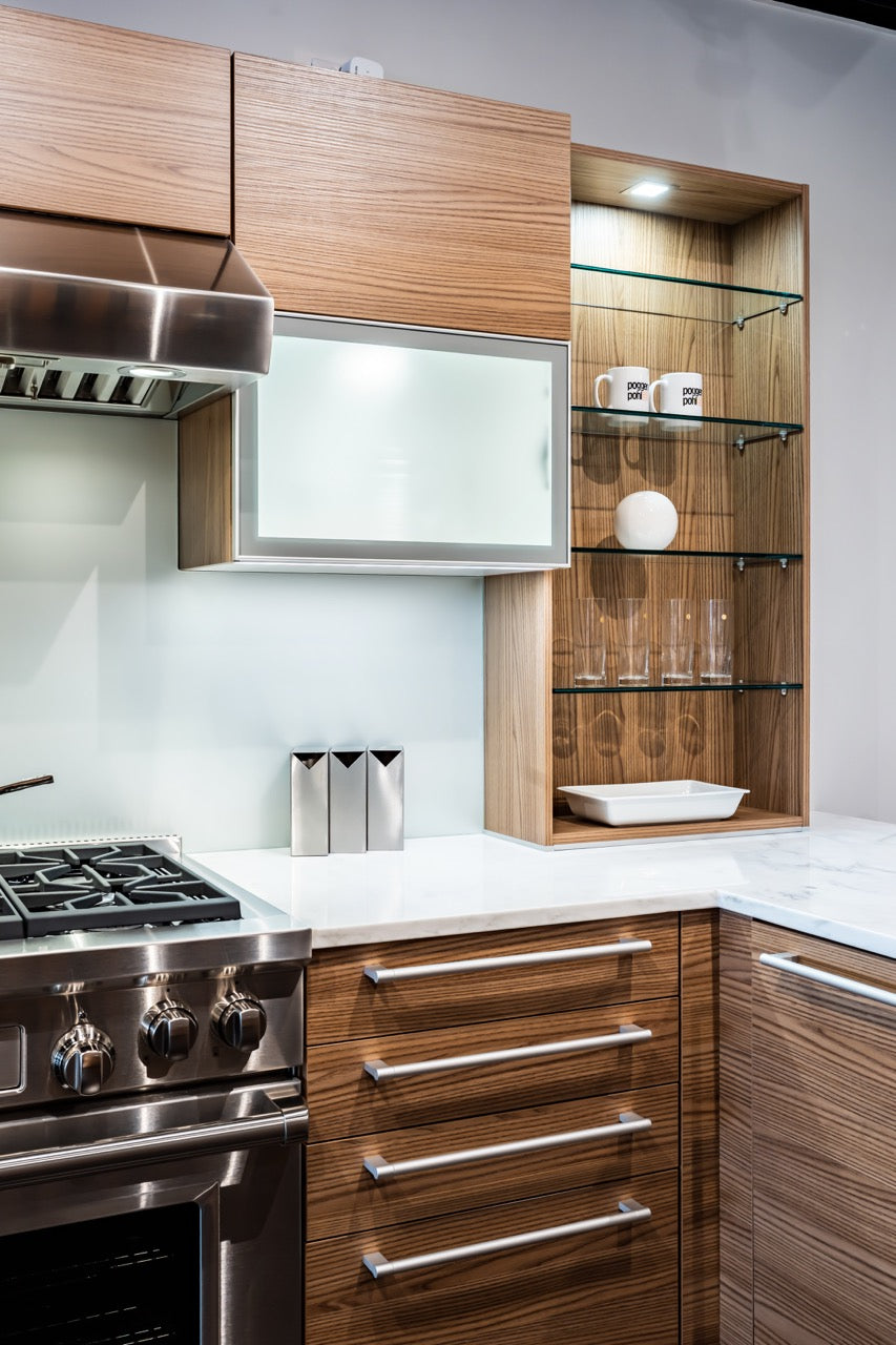 Poggenpohl Modern Brown Elm Kitchen with Wolf & Sub-Zero Appliances