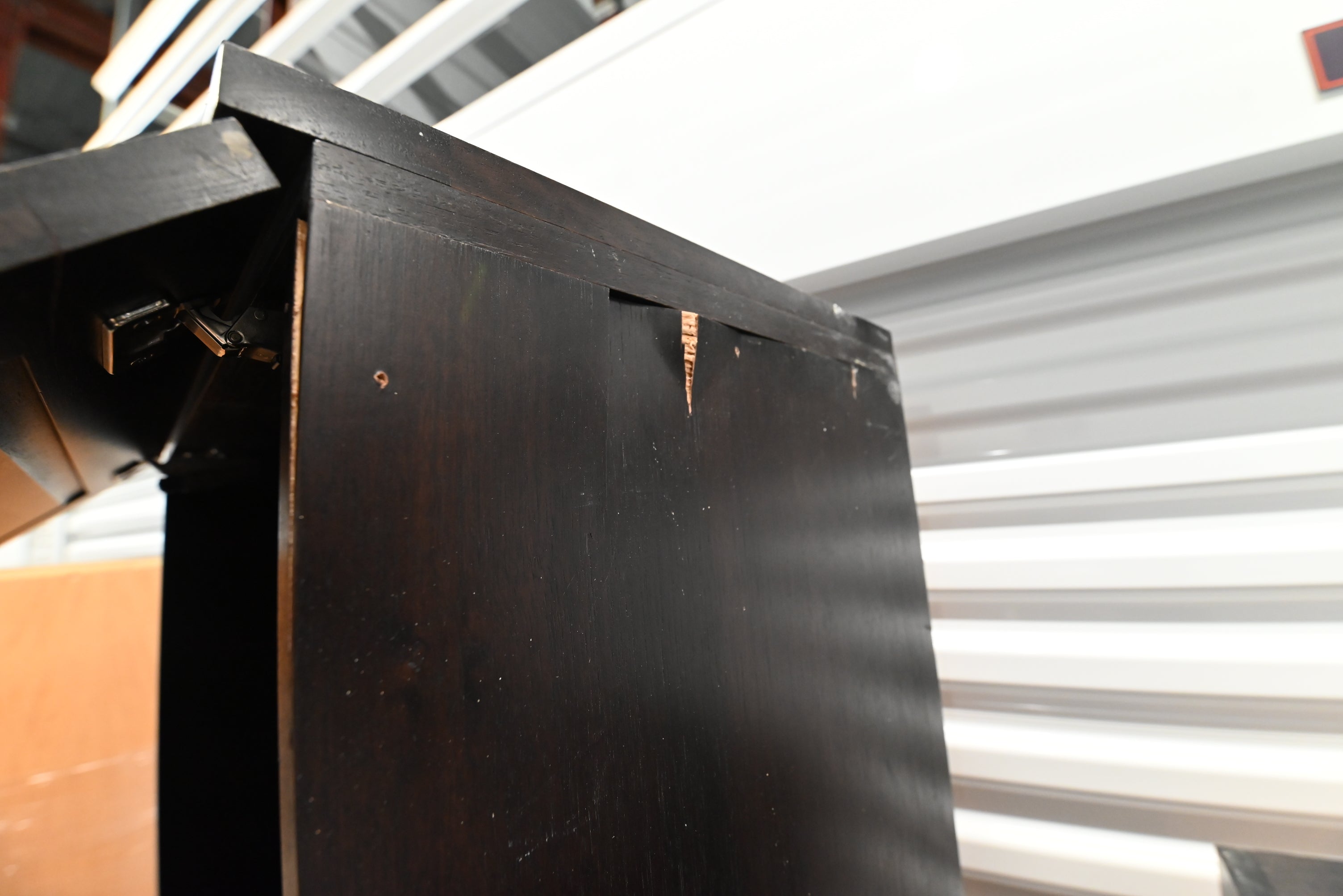 Transitional Dark Wooden Brown Kitchen with Island, Marble Countertops & Luxury Appliances