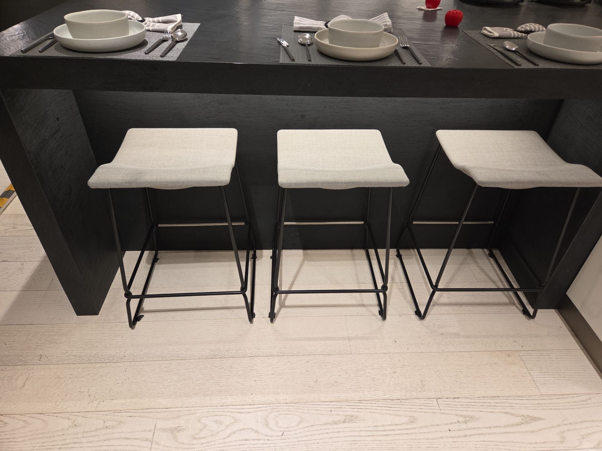 DOCA Modern Wood Veneer Black Kitchen with Island & Appliances