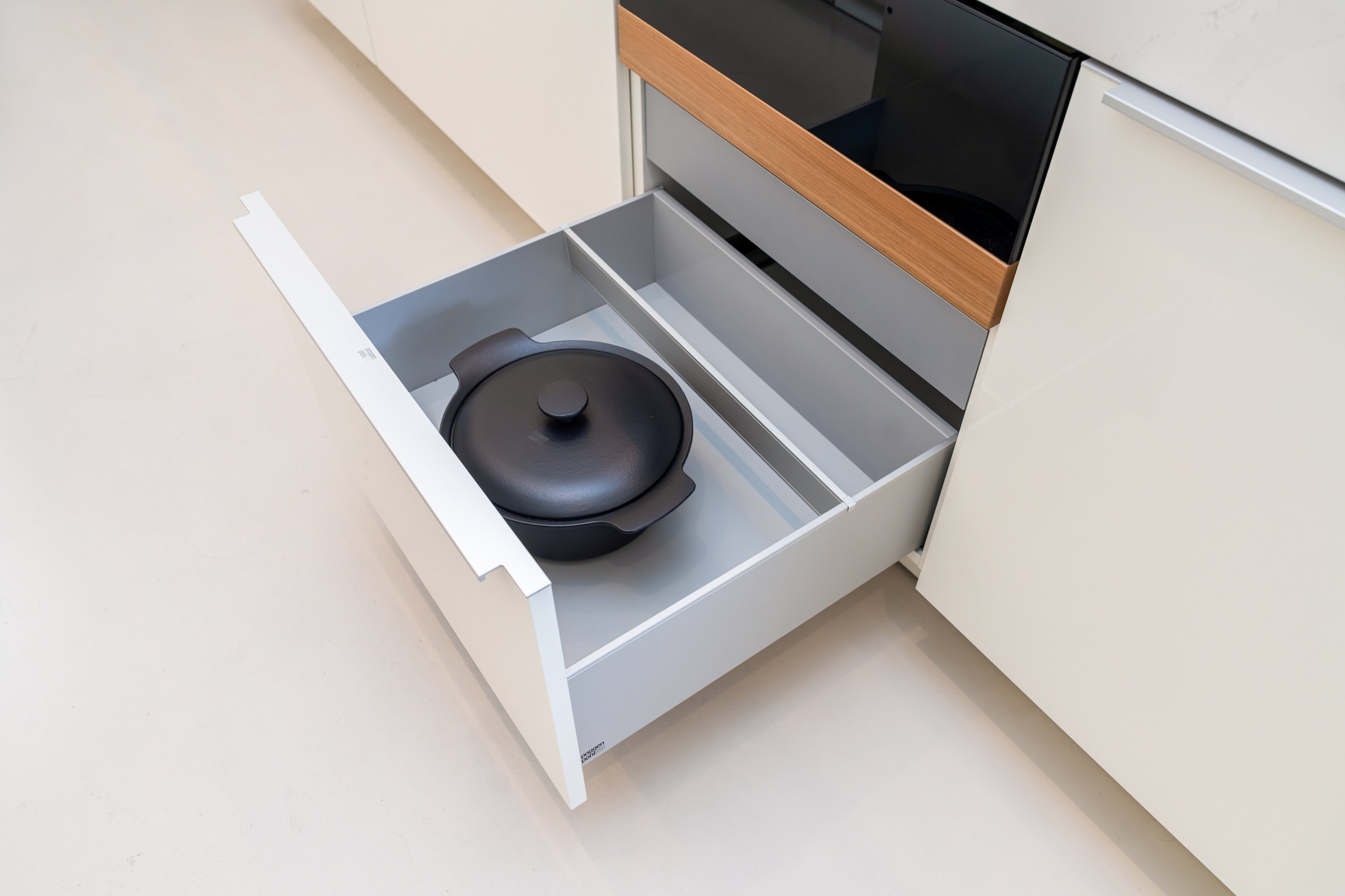 Poggenpohl +Modo High-Gloss Blossom White Kitchen Island