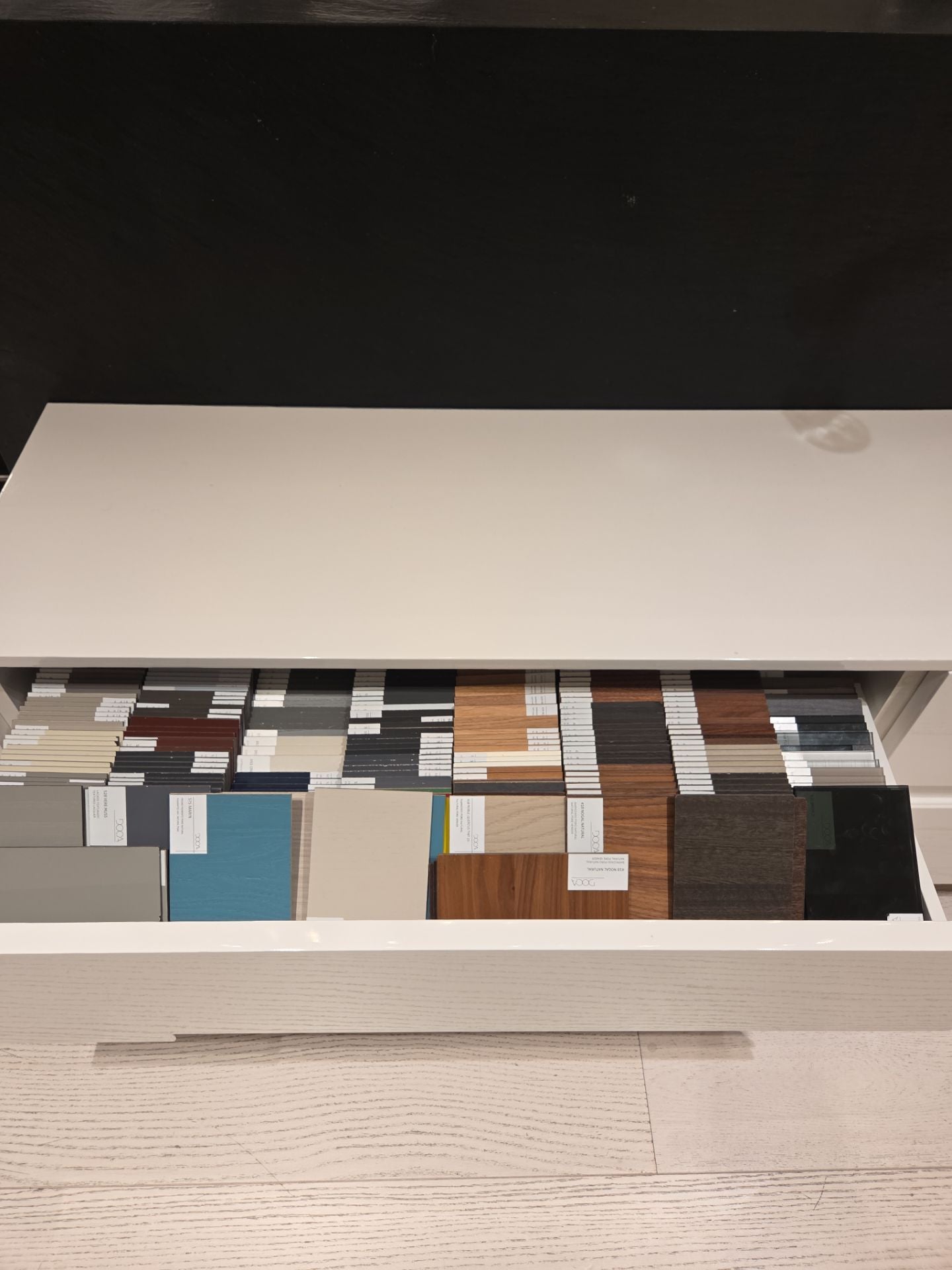DOCA Modern Wood Veneer Black Kitchen with Island & Appliances