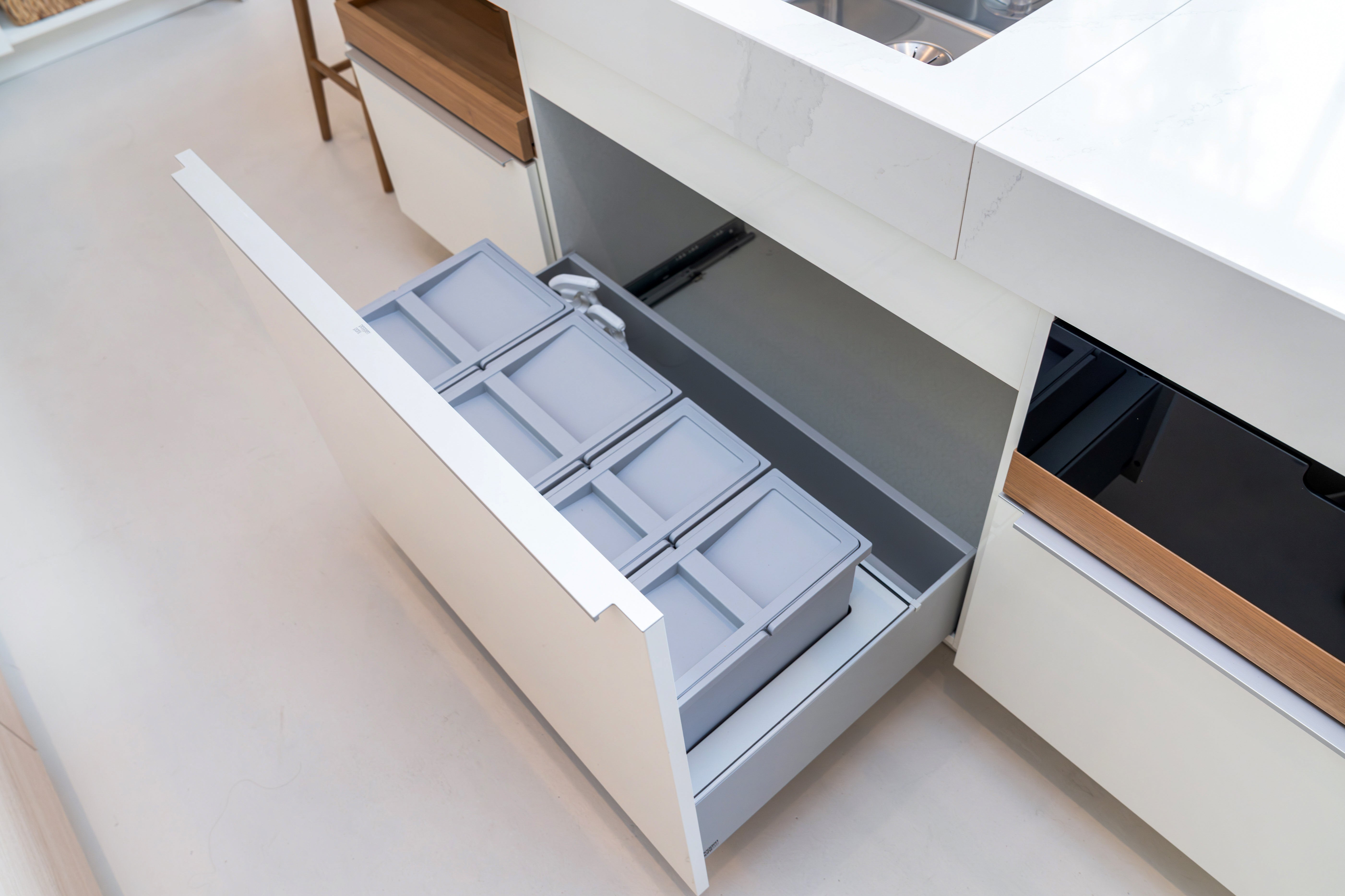 Poggenpohl +Modo High-Gloss Blossom White Kitchen Island