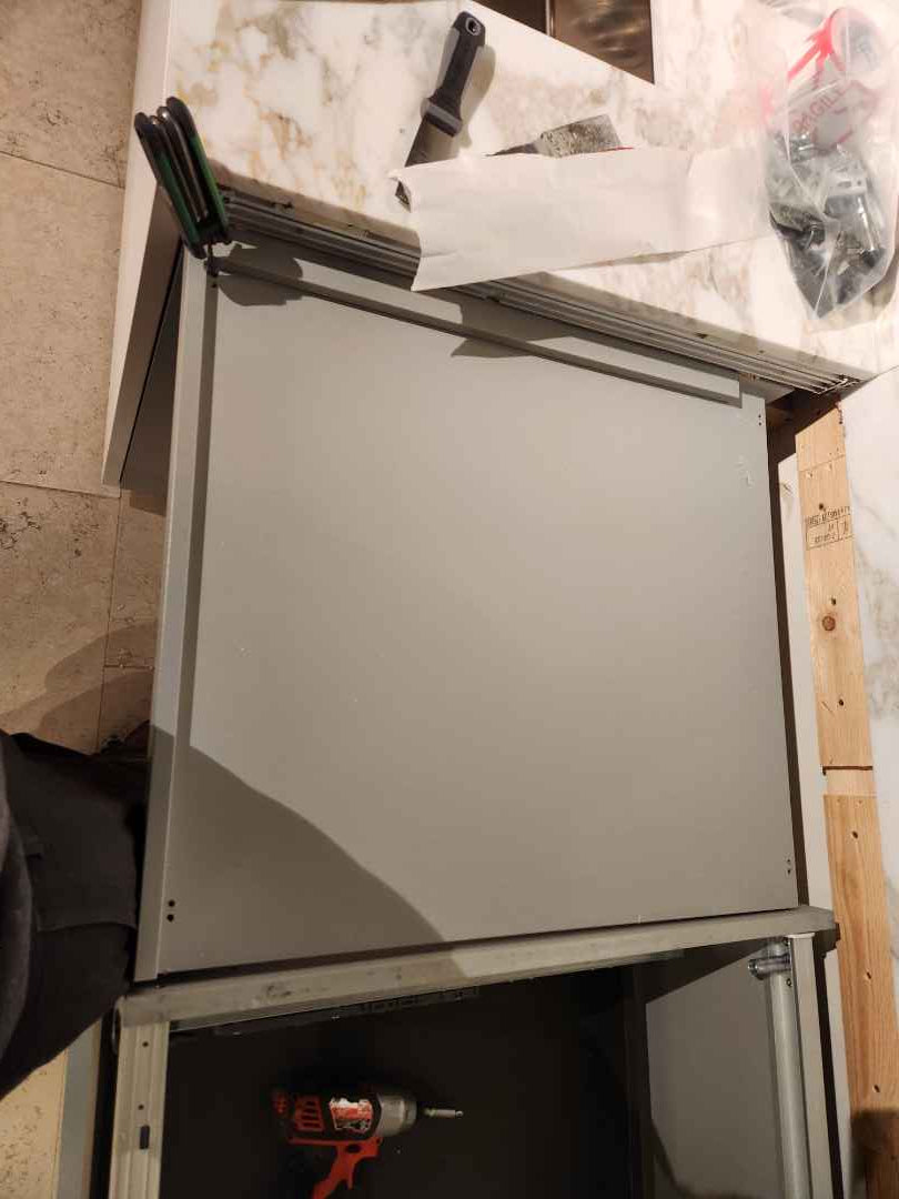 Poliform Artex Glacier White & Moka Modern Kitchen with Marble Countertops and Sub-Zero & Wolf Appliances