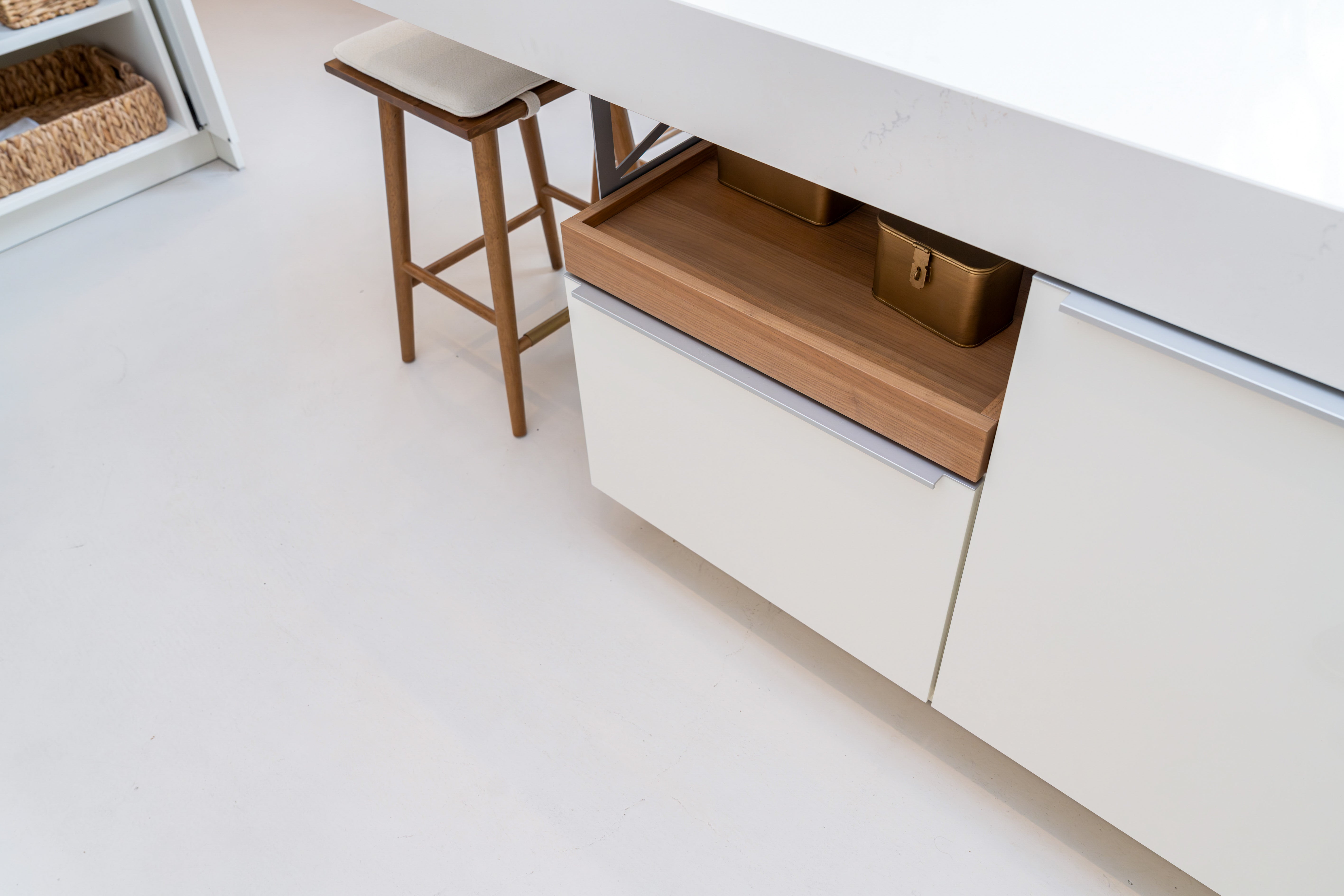 Poggenpohl +Modo High-Gloss Blossom White Kitchen Island