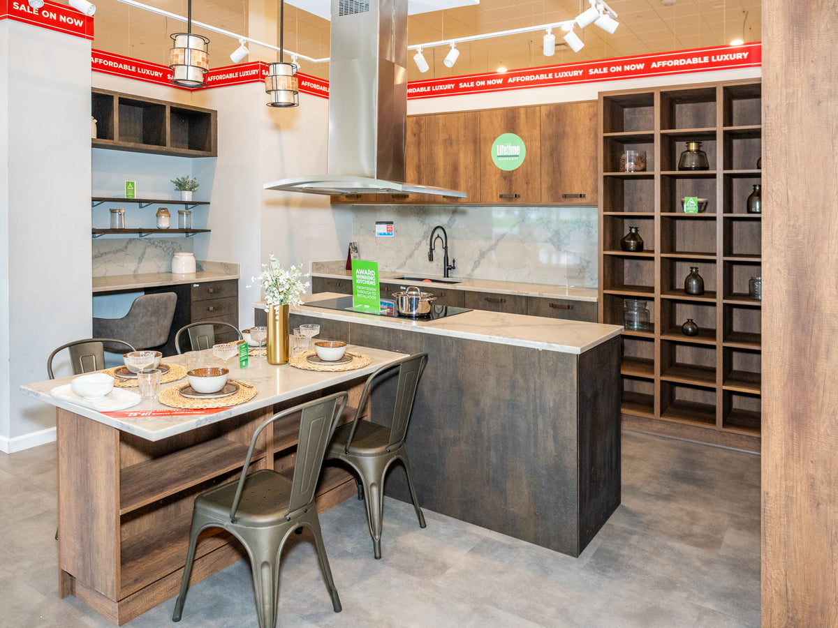 Wren Elements Oxidized Bronze and Saddle Oak Matte Kitchen