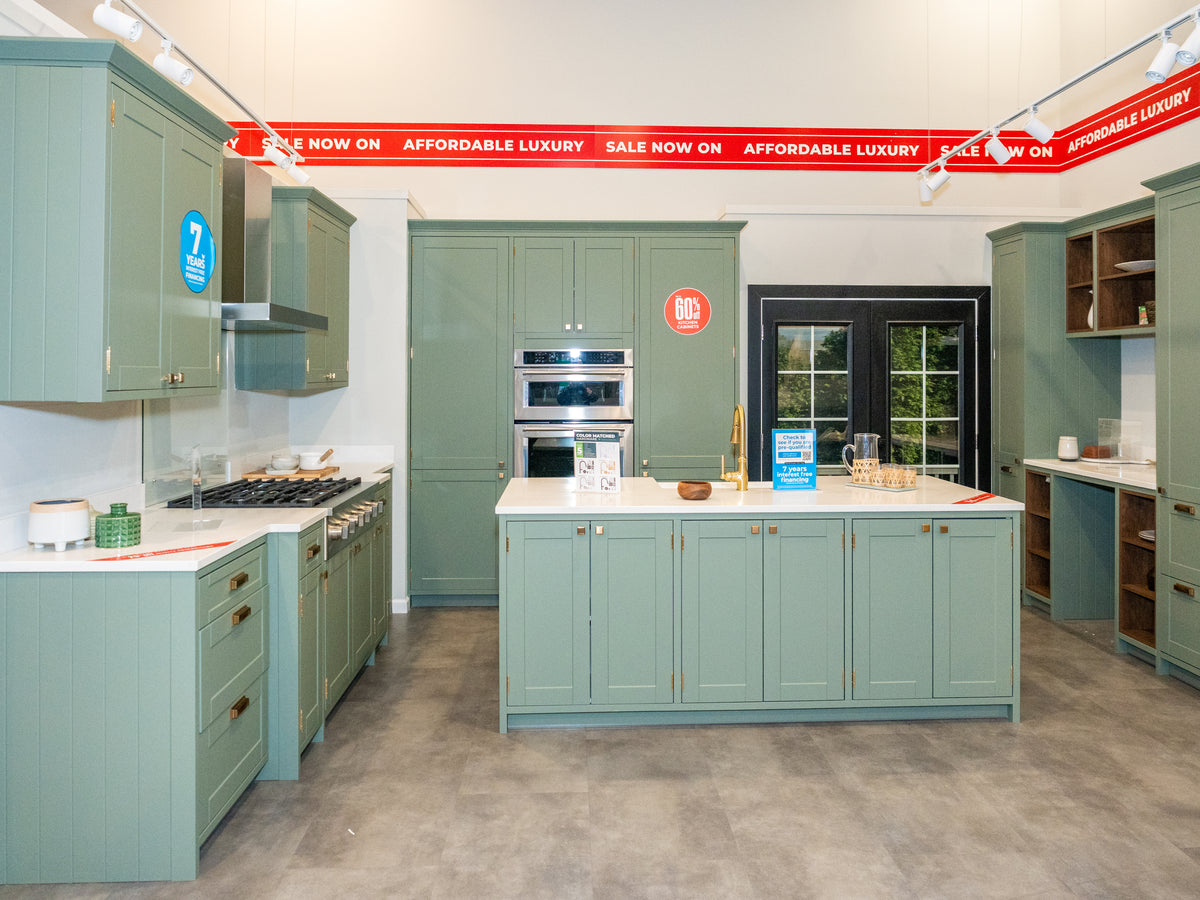 Wren Shaker Sage Green Matte Kitchen with Island