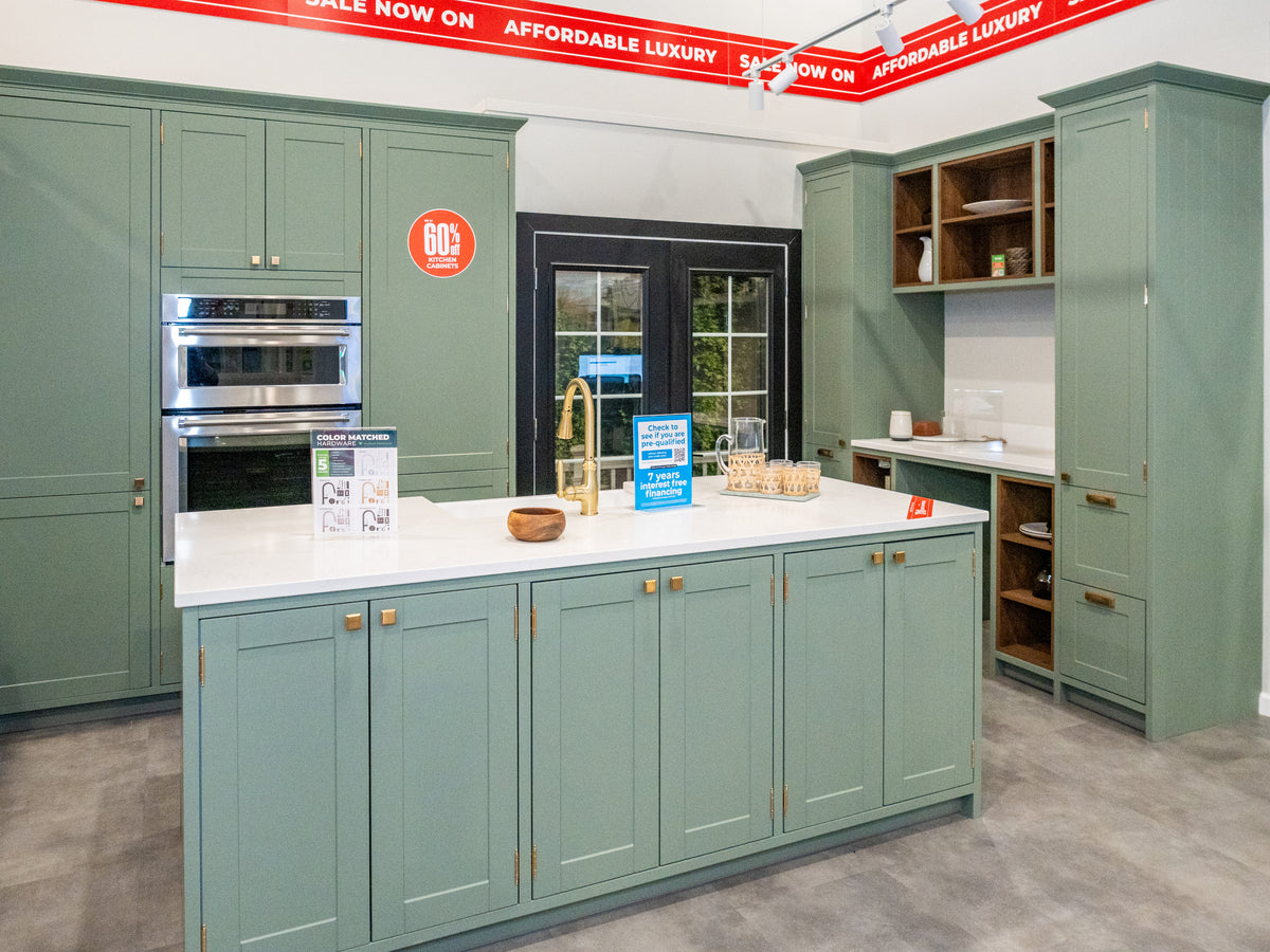 Wren Shaker Sage Green Matte Kitchen with Island