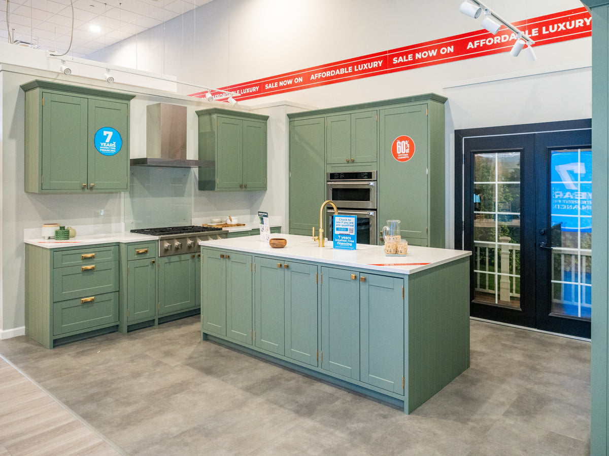 Wren Shaker Sage Green Matte Kitchen with Island