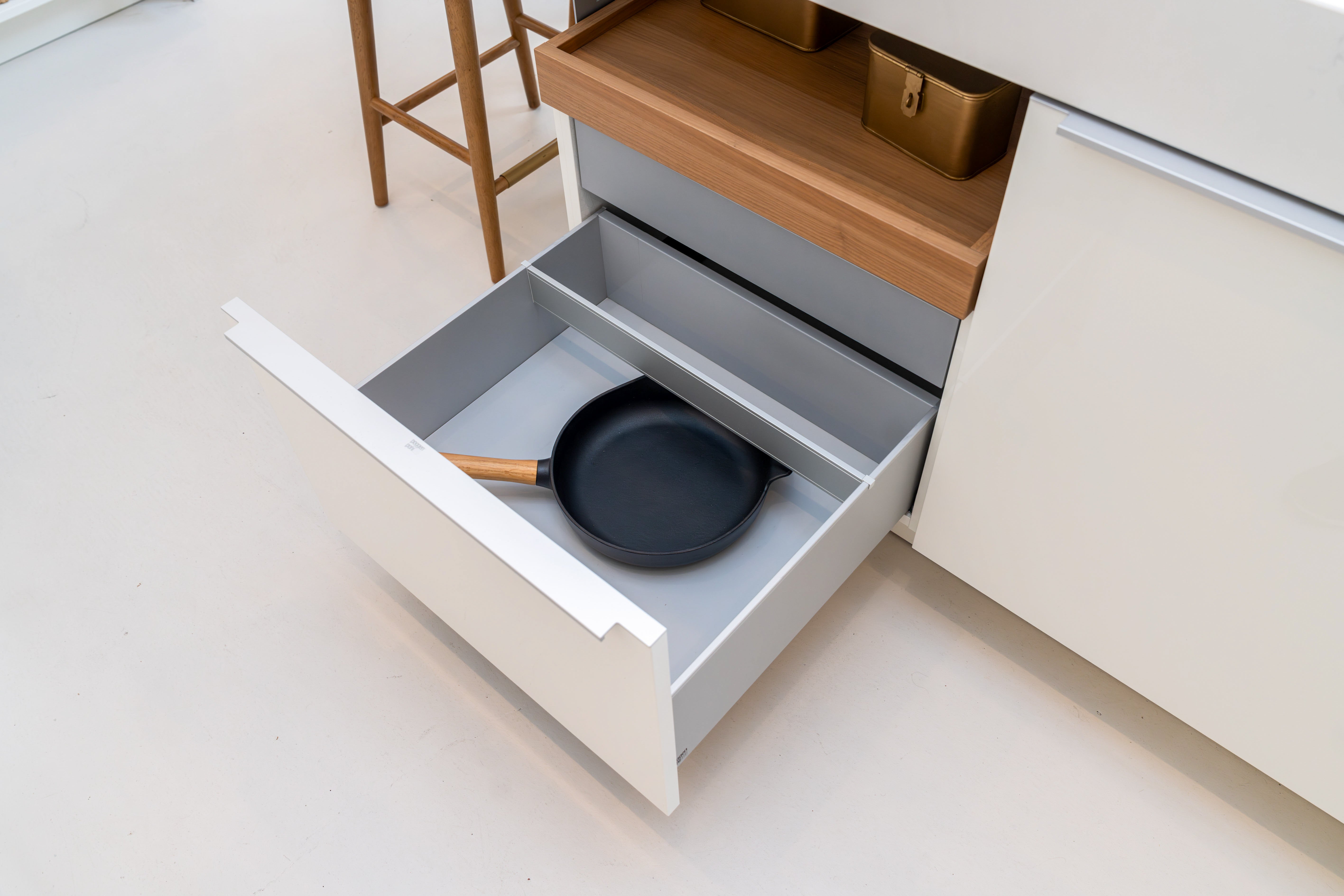 Poggenpohl +Modo High-Gloss Blossom White Kitchen Island