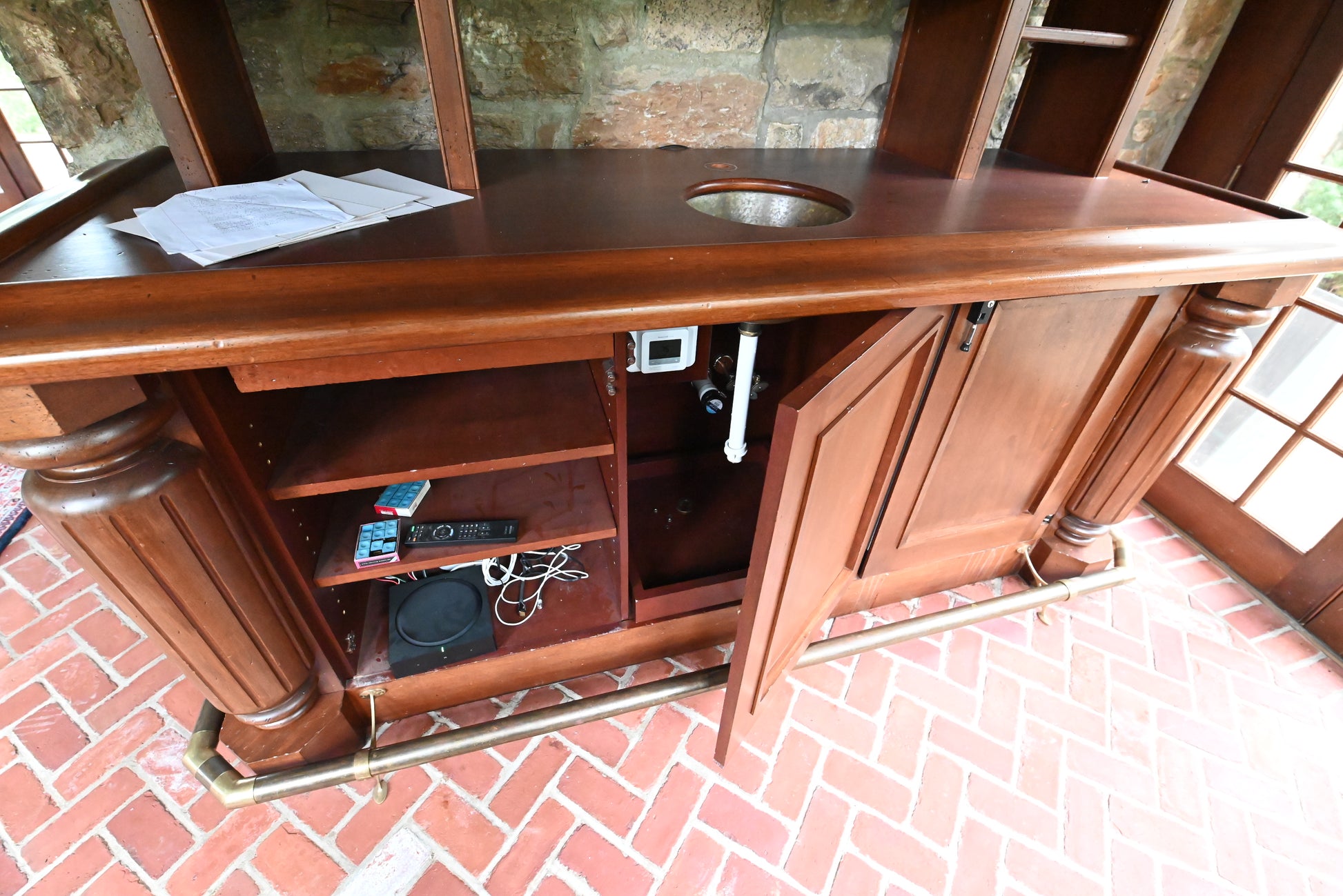 Traditional Wooden Wet Bar with Sink