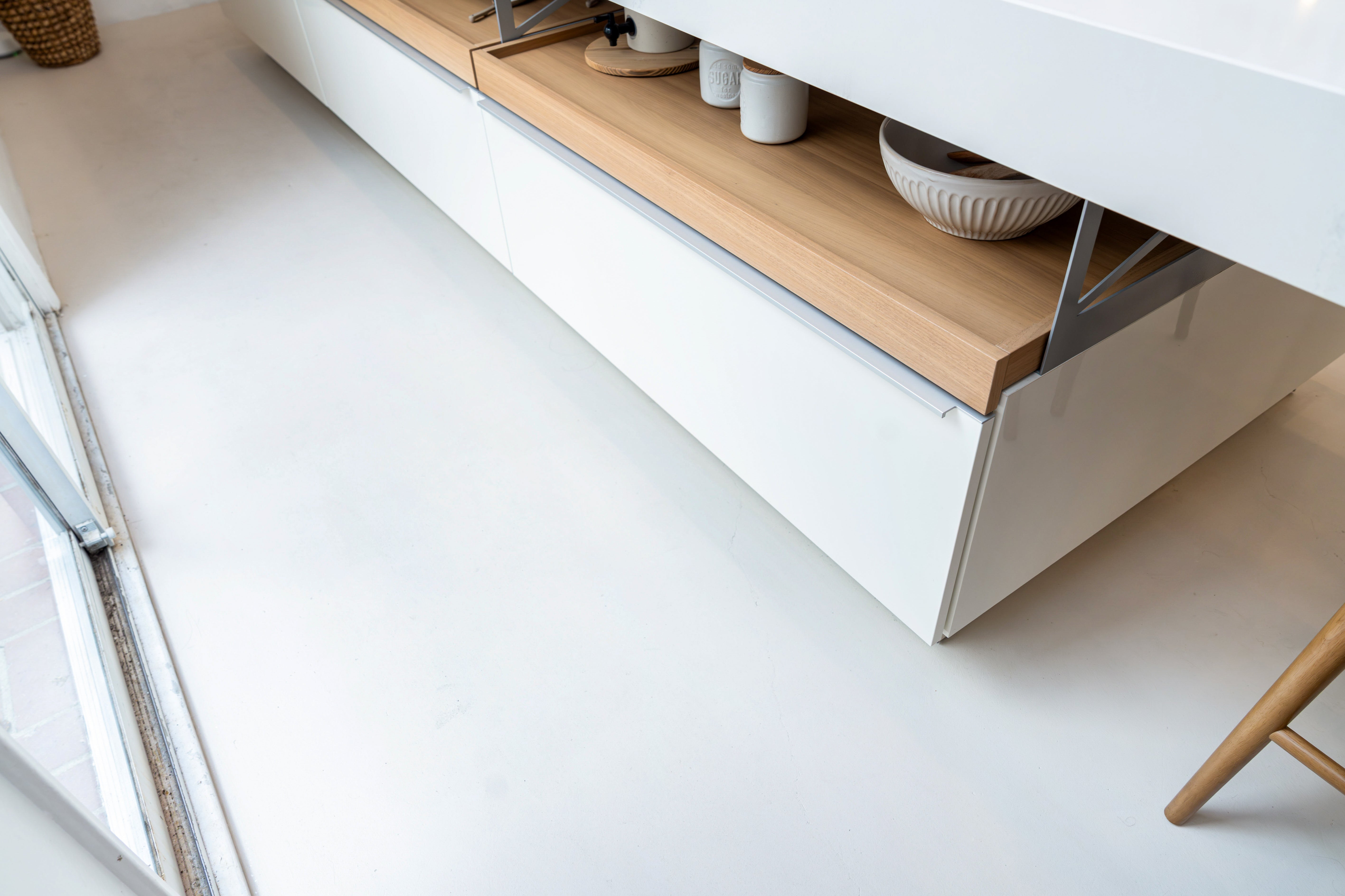 Poggenpohl +Modo High-Gloss Blossom White Kitchen Island