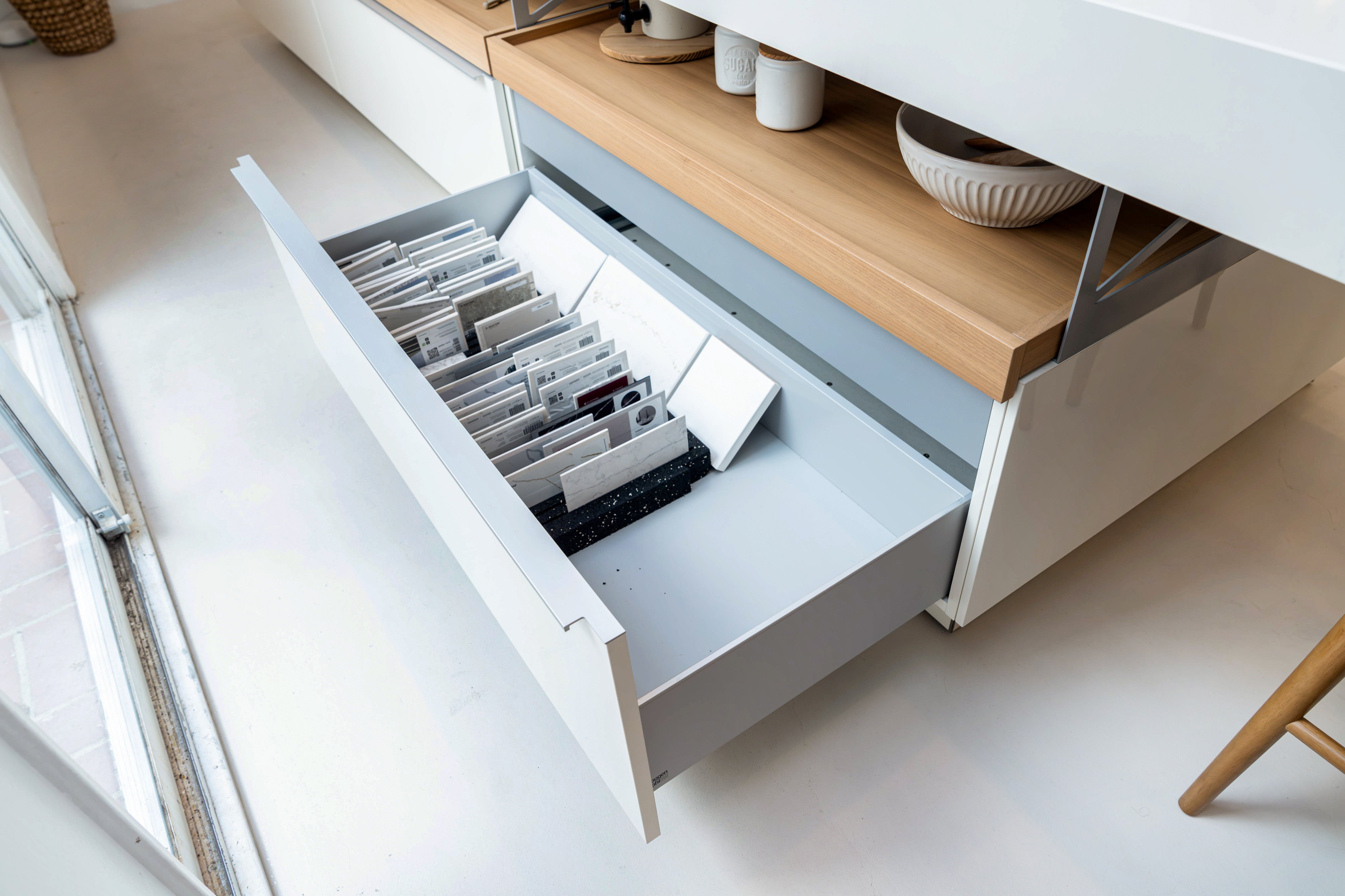 Poggenpohl +Modo High-Gloss Blossom White Kitchen Island
