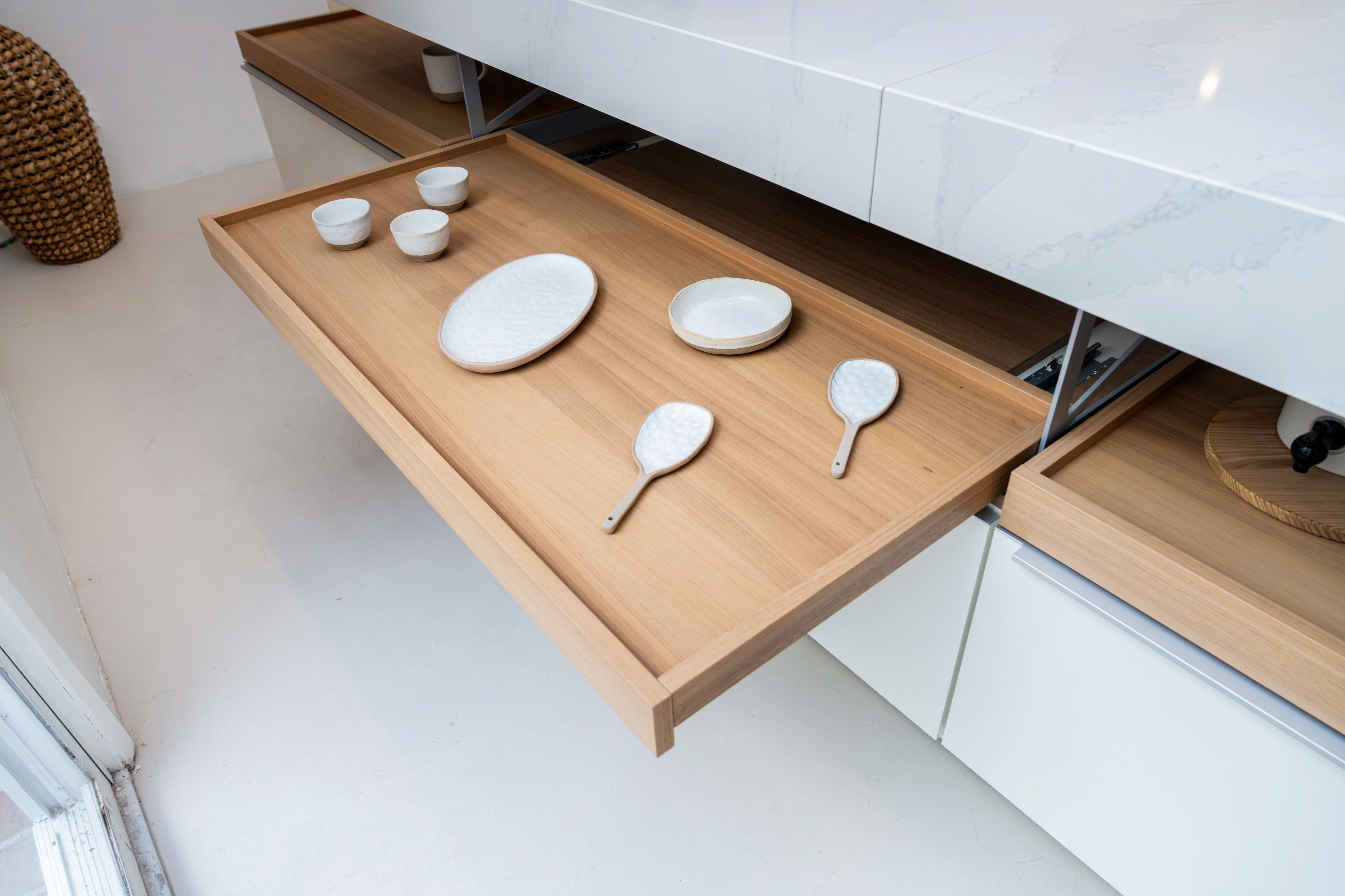 Poggenpohl +Modo High-Gloss Blossom White Kitchen Island
