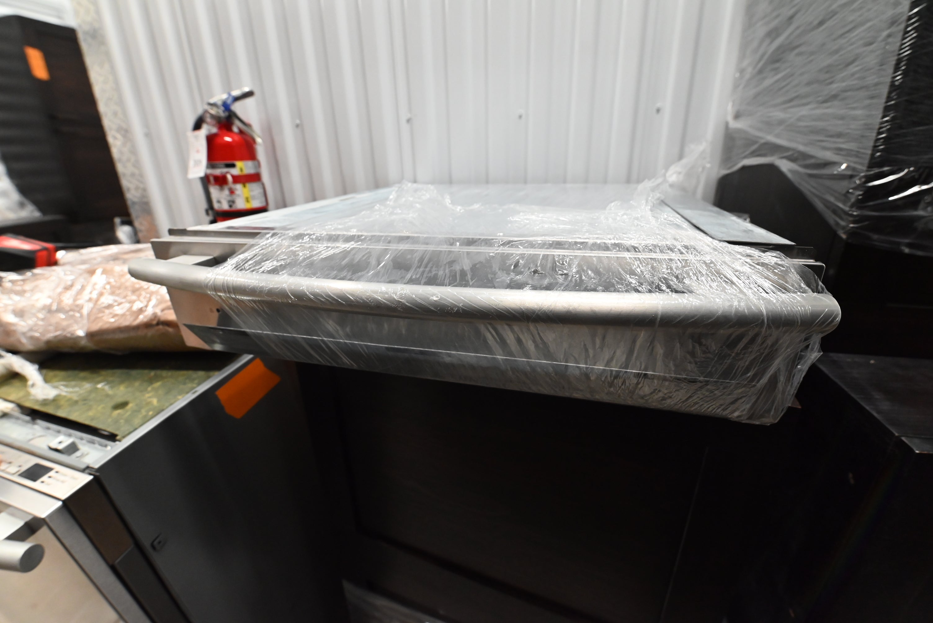 Transitional Dark Wooden Brown Kitchen with Island, Marble Countertops & Luxury Appliances