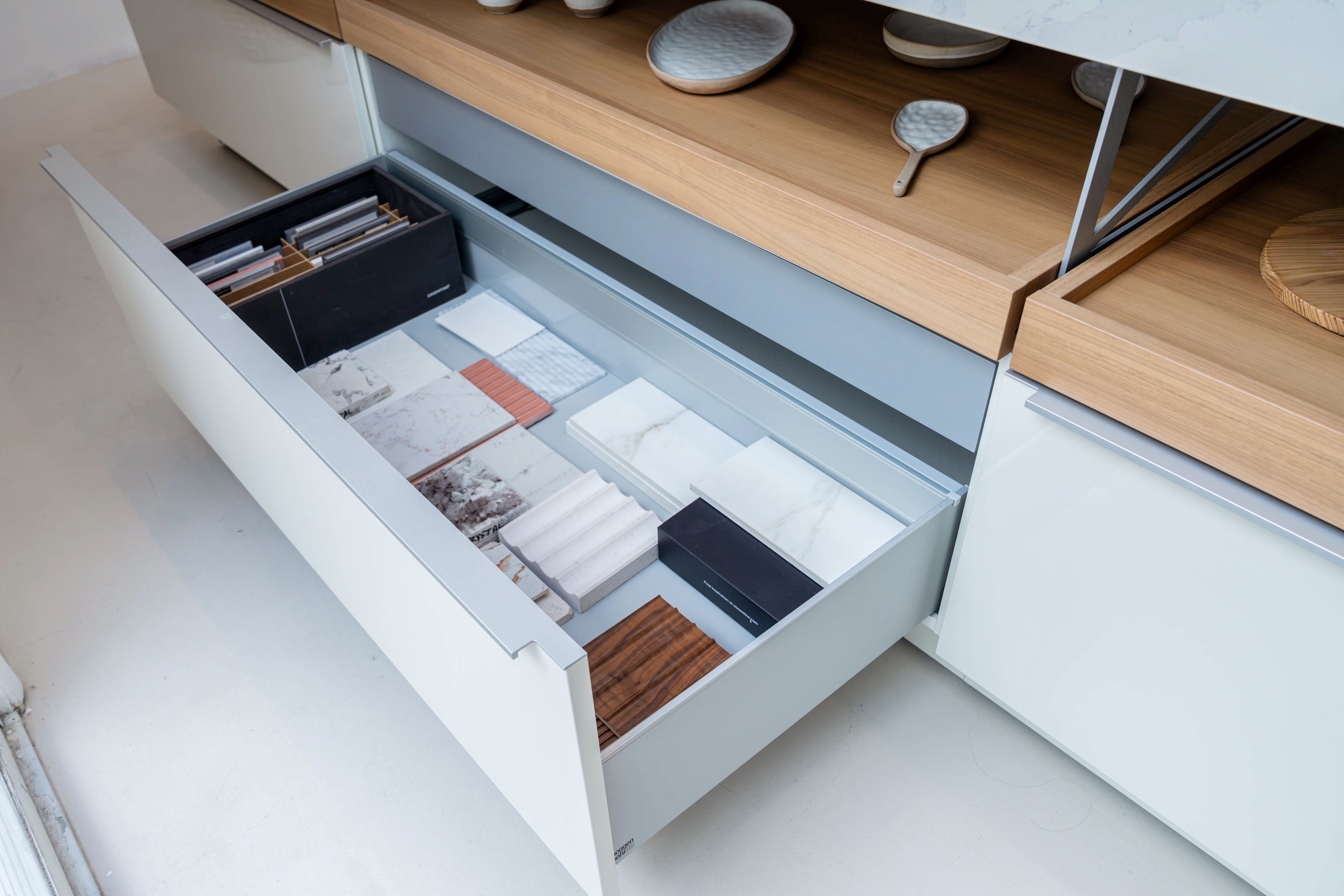 Poggenpohl +Modo High-Gloss Blossom White Kitchen Island