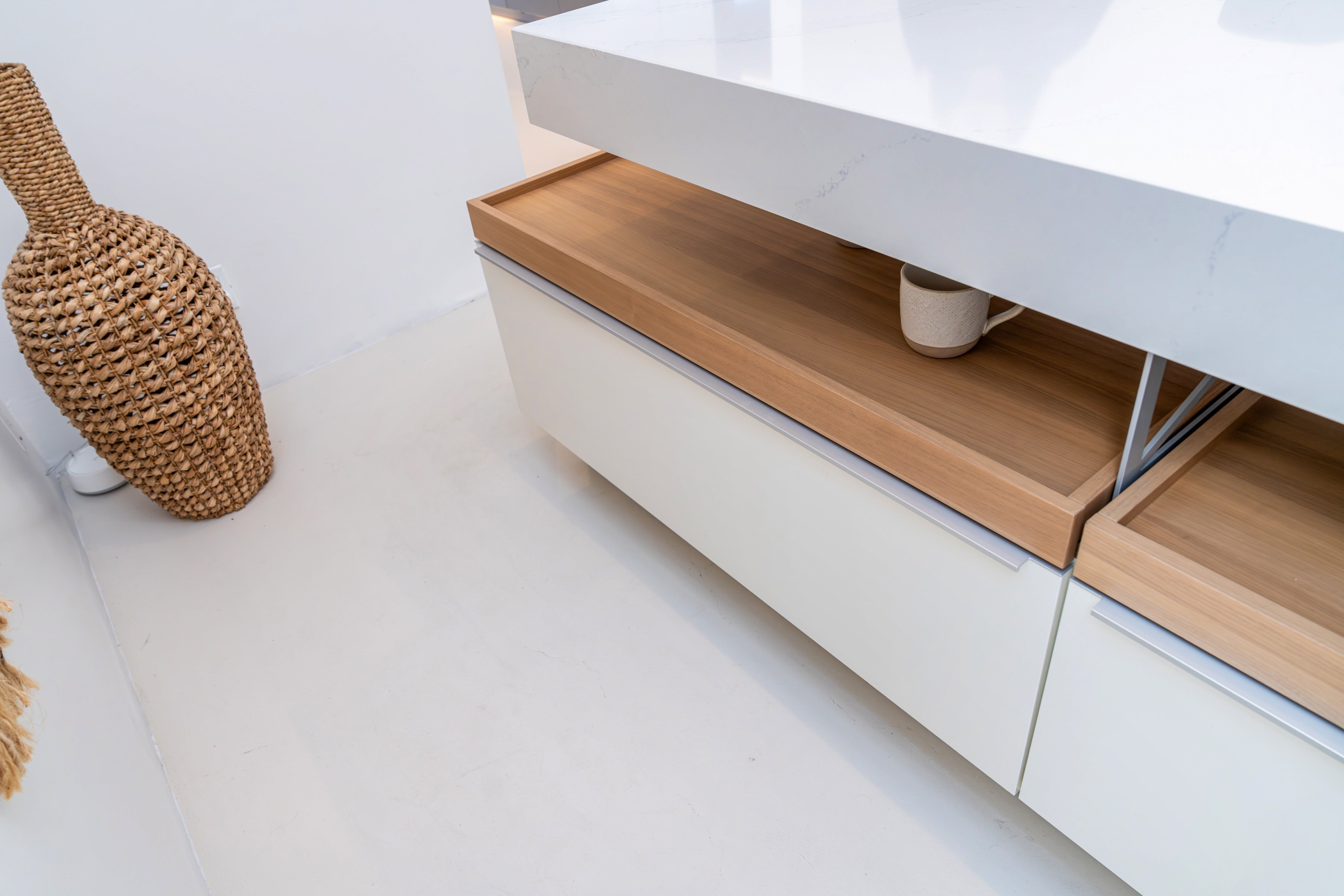 Poggenpohl +Modo High-Gloss Blossom White Kitchen Island