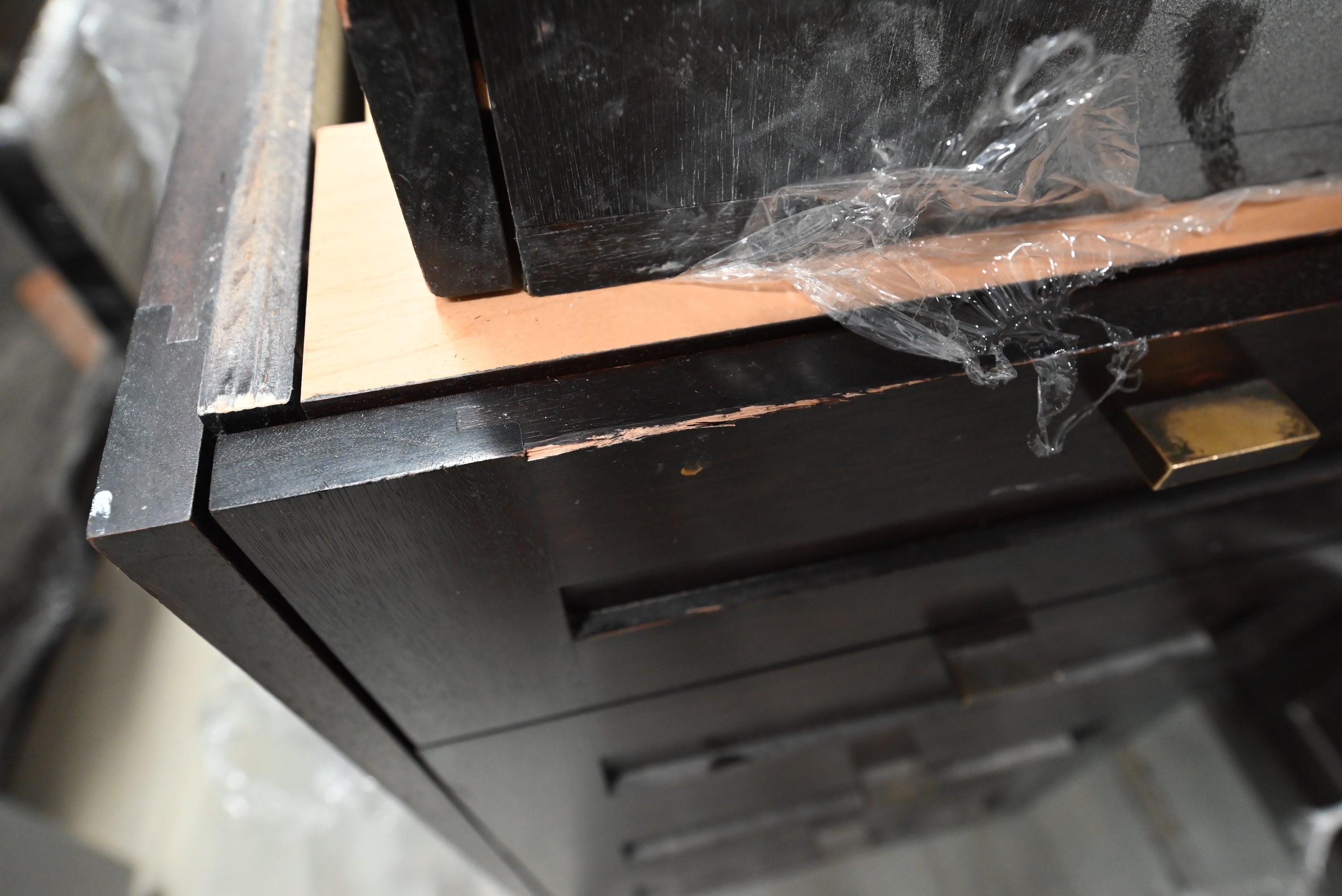 Transitional Dark Wooden Brown Kitchen with Island, Marble Countertops & Luxury Appliances