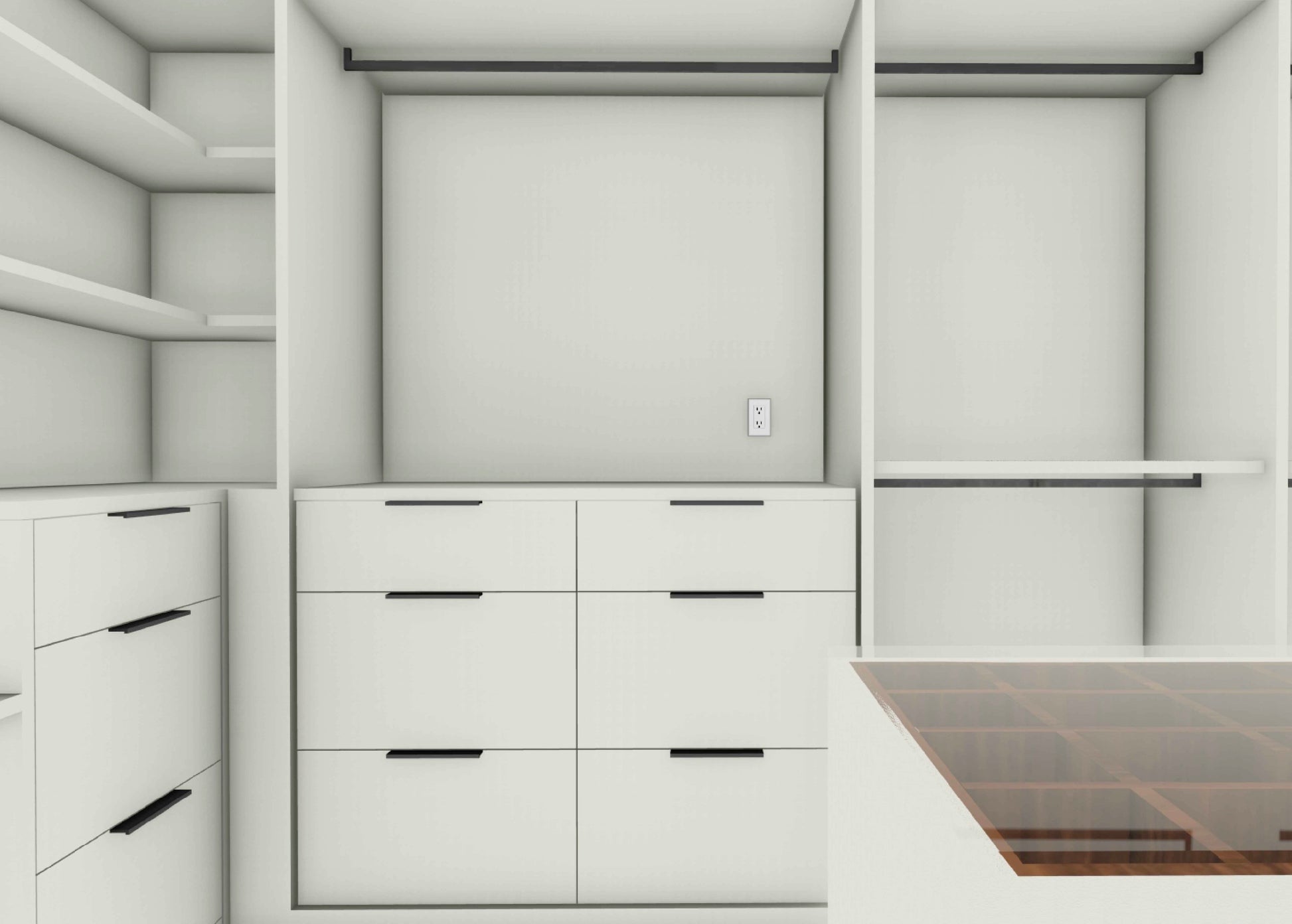 96 inch tall modern wardrobe system with textured grey finish