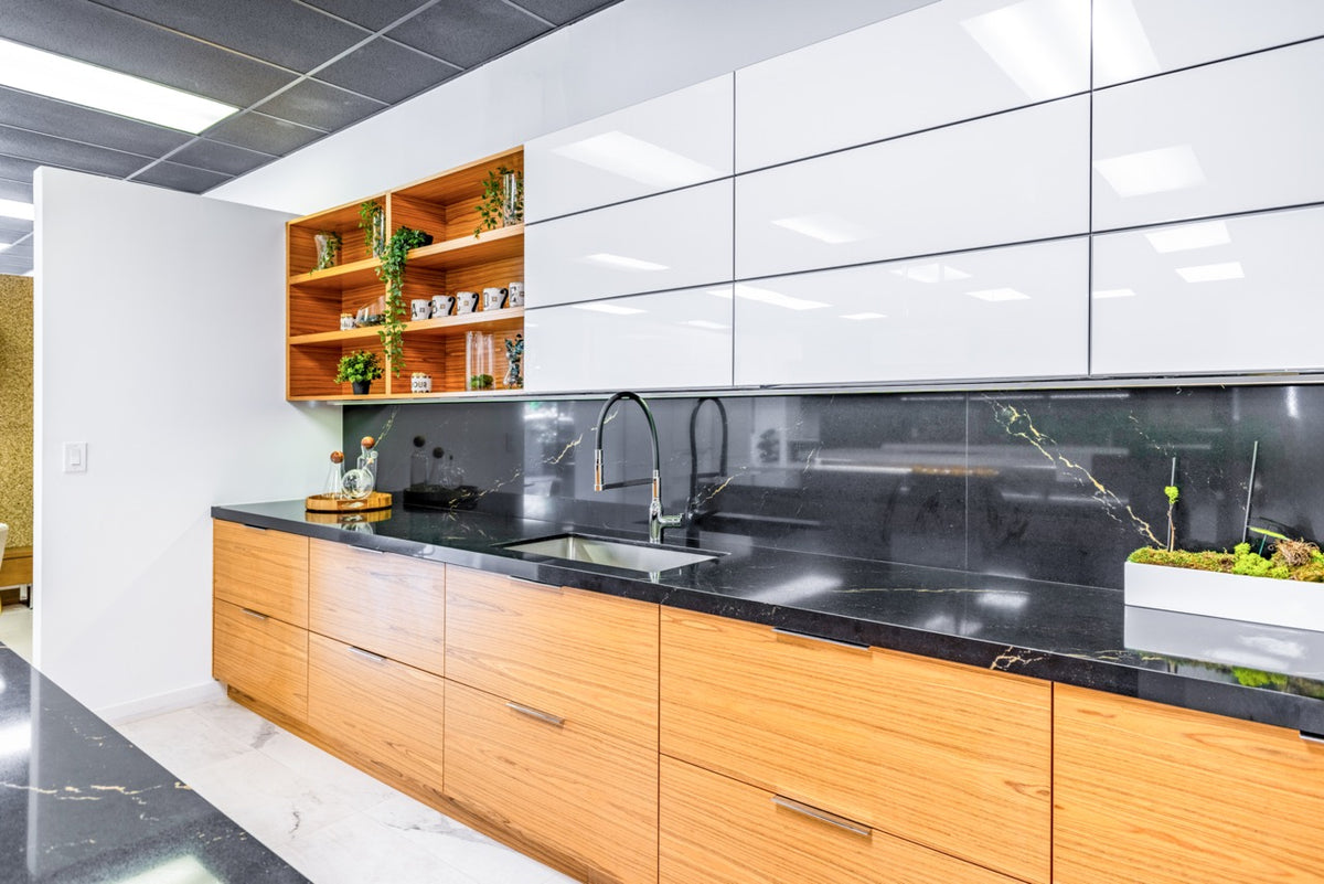 Bellmont Modern Teak Wood Veneer Wet Bar with Island