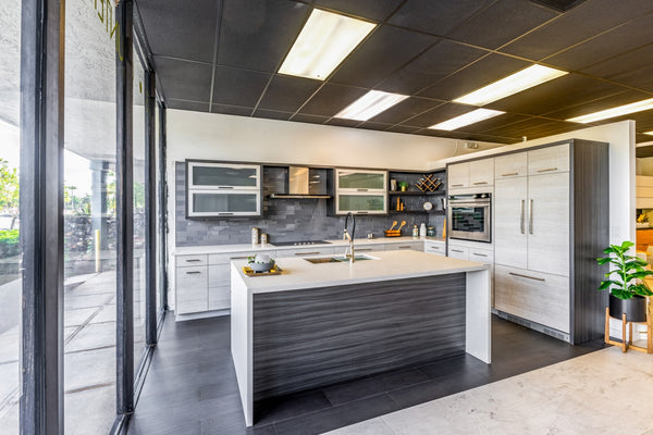 Bellmont Modern Wood Veneer Kitchen with Island & Appliances