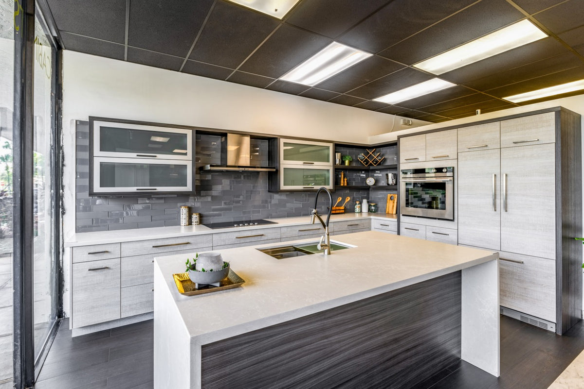 Bellmont Modern Wood Veneer Kitchen with Island & Appliances