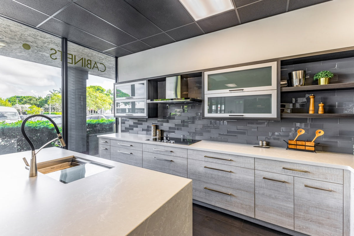 Bellmont Modern Wood Veneer Kitchen with Island & Appliances