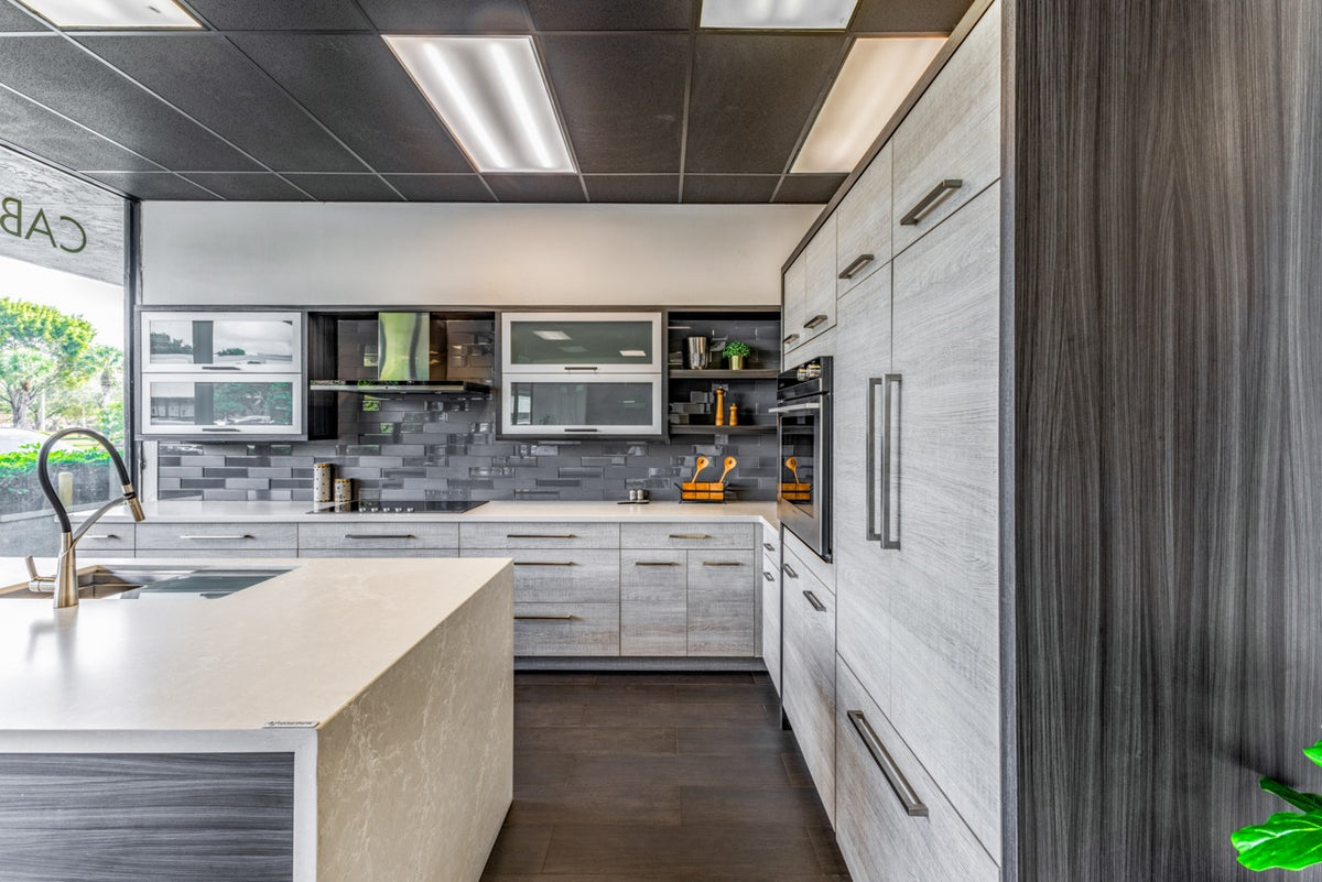 Bellmont Modern Wood Veneer Kitchen with Island & Appliances