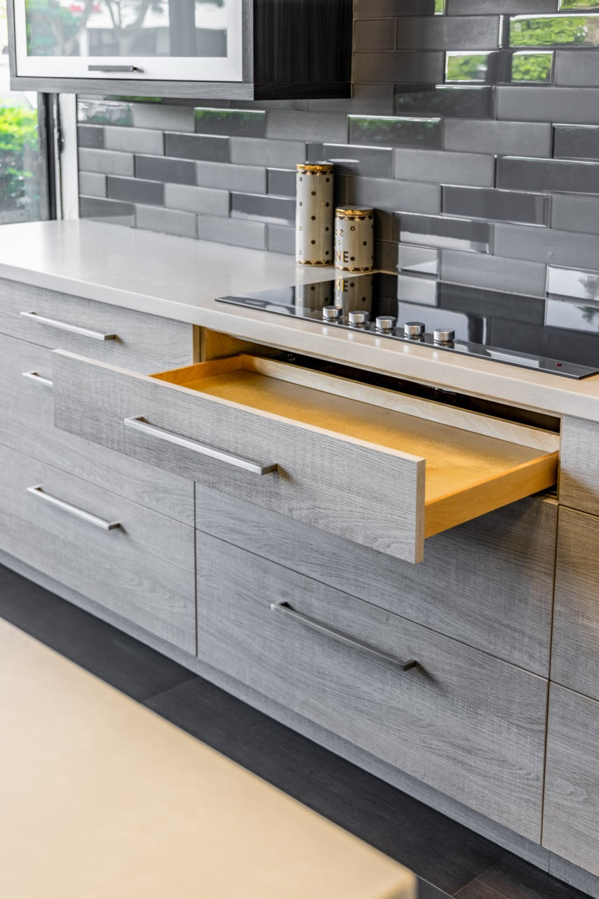 Bellmont Modern Wood Veneer Kitchen with Island & Appliances