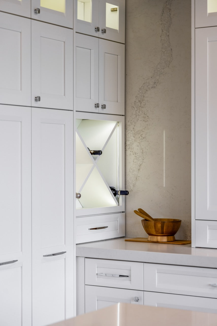 Bellmont Transitional White Kitchen with Island & Bertazzoni Appliances
