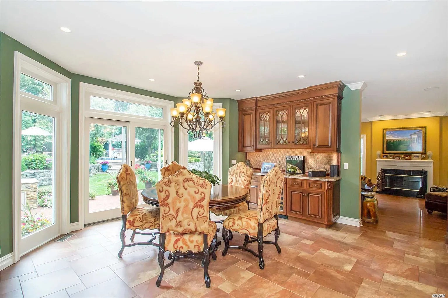 “The Reserve” Custom Traditional Wood Butler's Pantry with Sub-Zero Wine Cooler