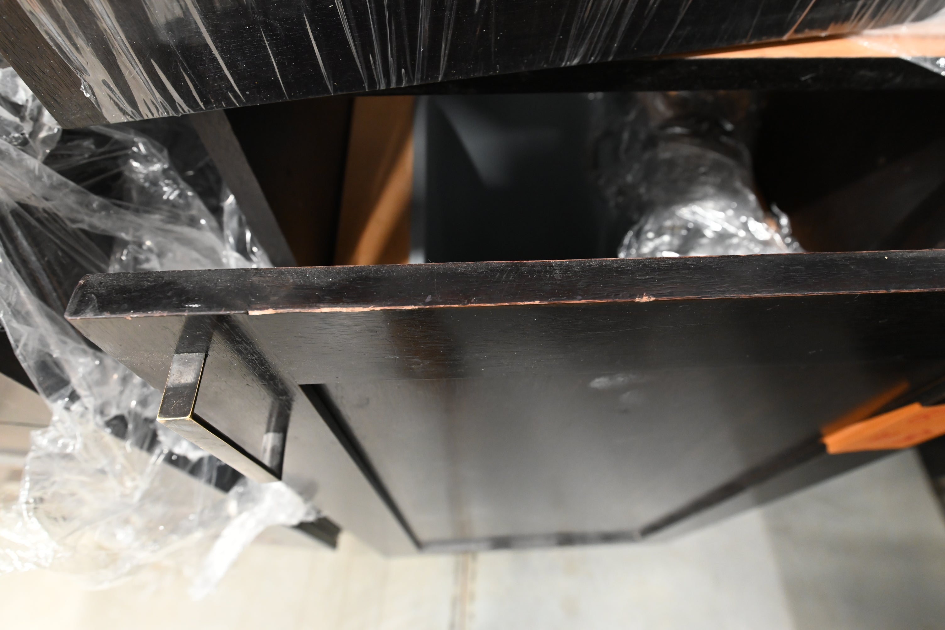 Transitional Dark Wooden Brown Kitchen with Island, Marble Countertops & Luxury Appliances