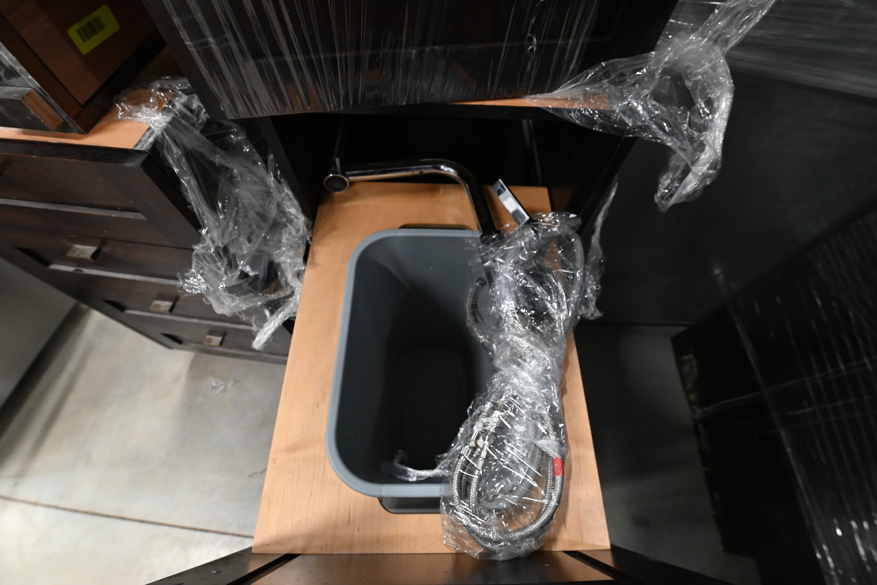 Transitional Dark Wooden Brown Kitchen with Island, Marble Countertops & Luxury Appliances