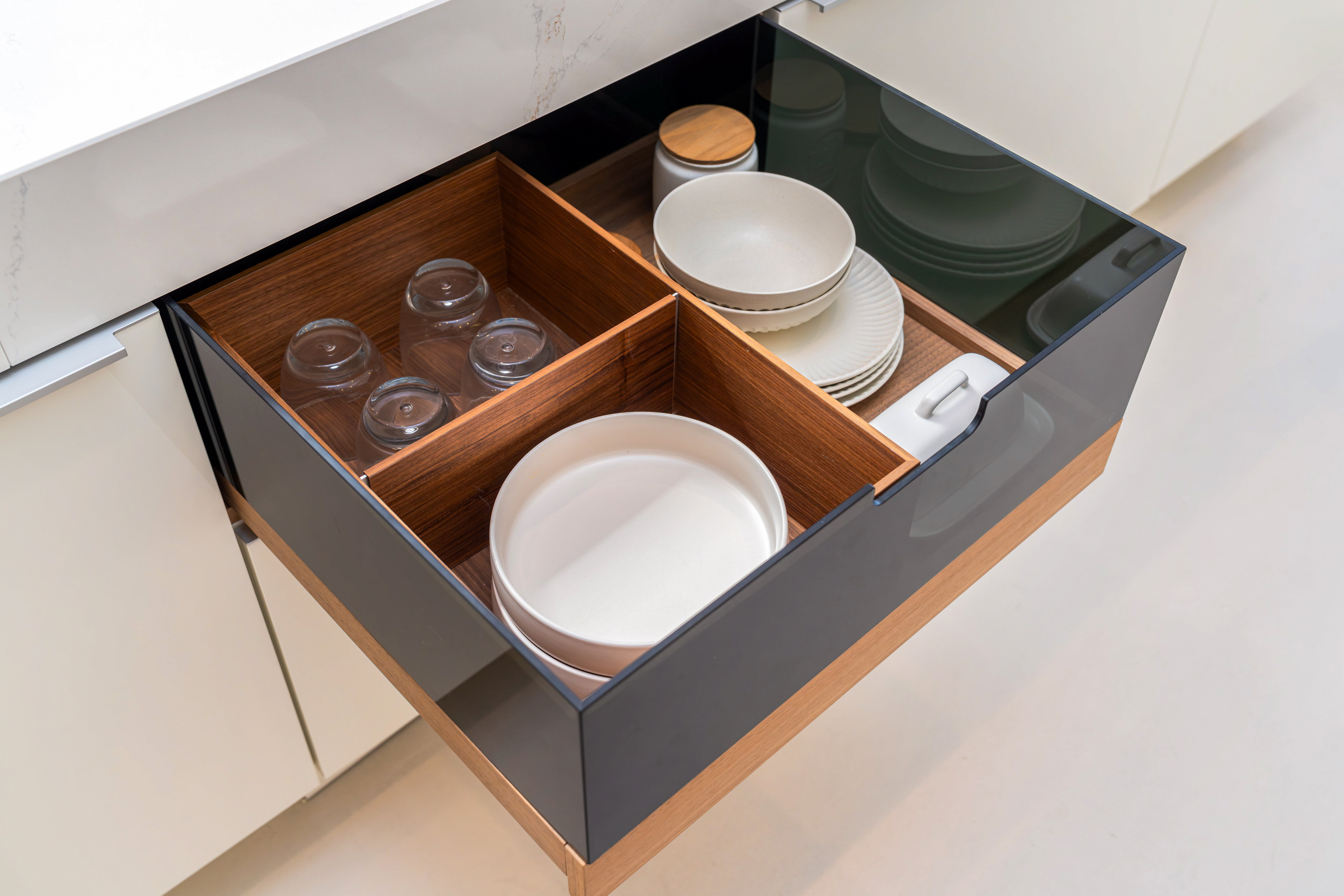 Poggenpohl +Modo High-Gloss Blossom White Kitchen Island