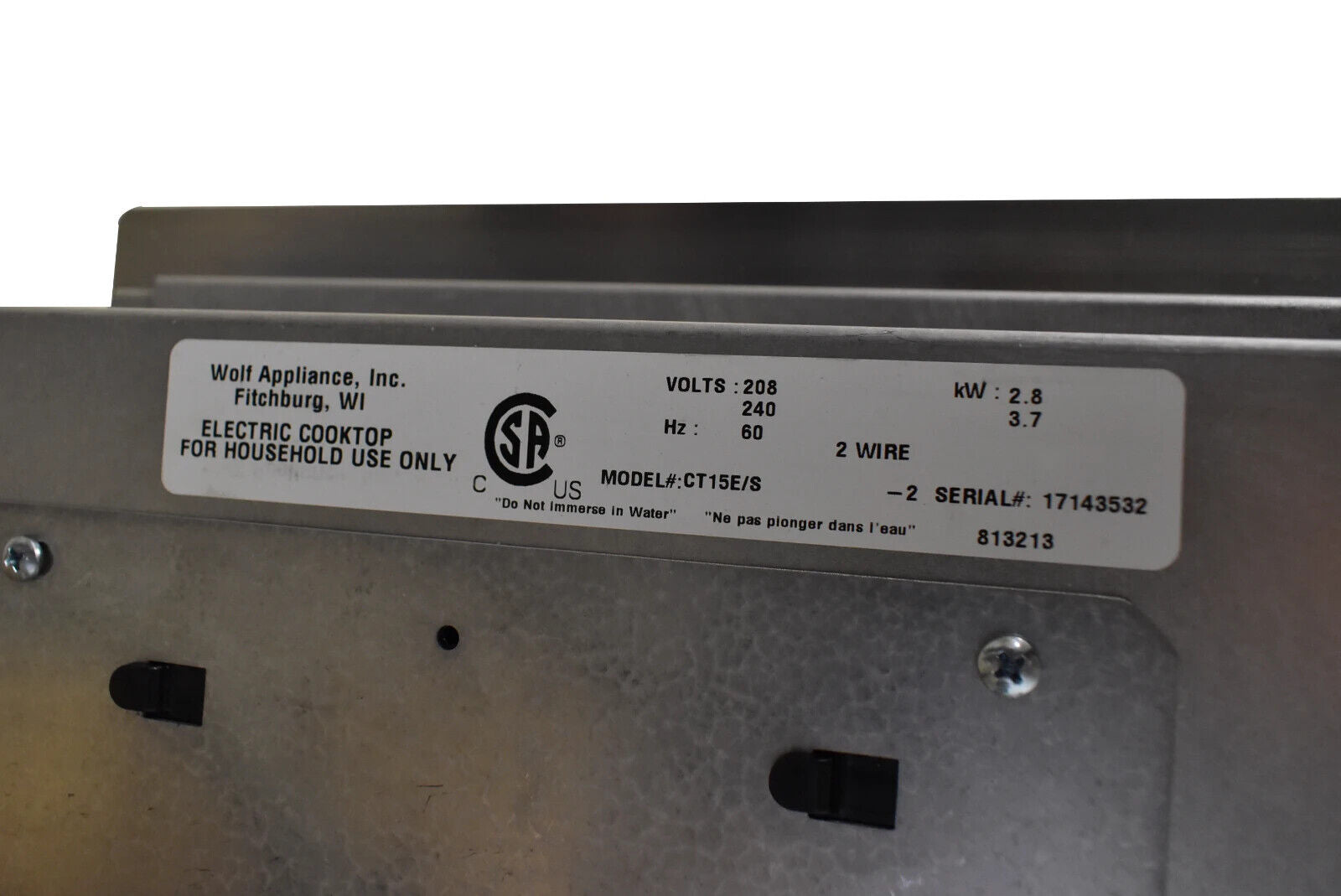 Wolf CT15E/S 15" Black Smoothtop Electric Cooktop