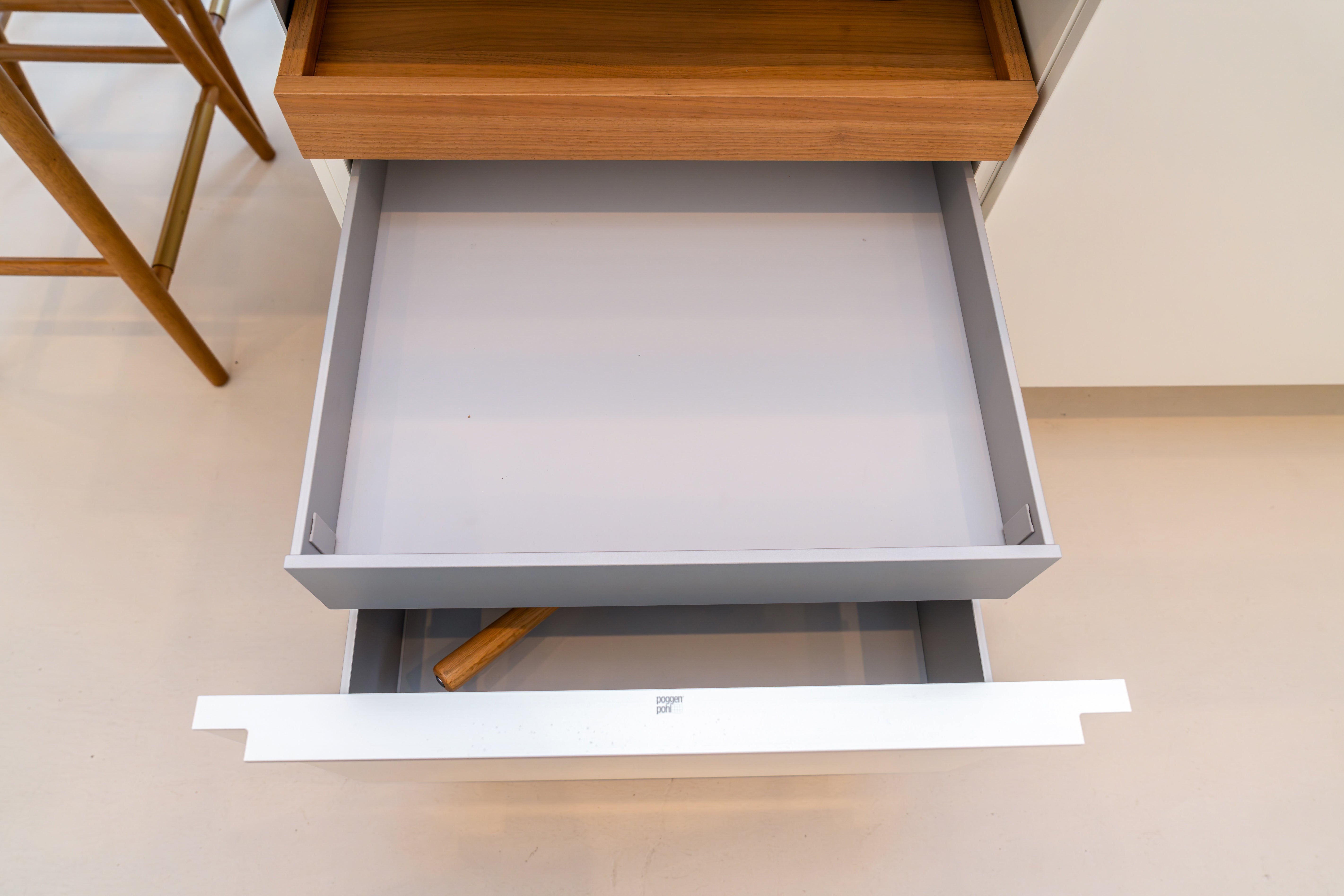 Poggenpohl +Modo High-Gloss Blossom White Kitchen Island
