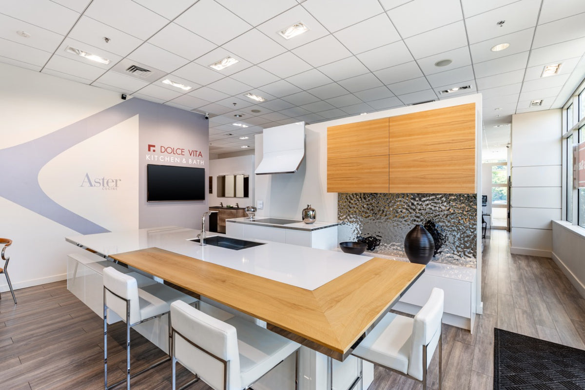 Aster Cucine Modern Glossy White Kitchen with Island