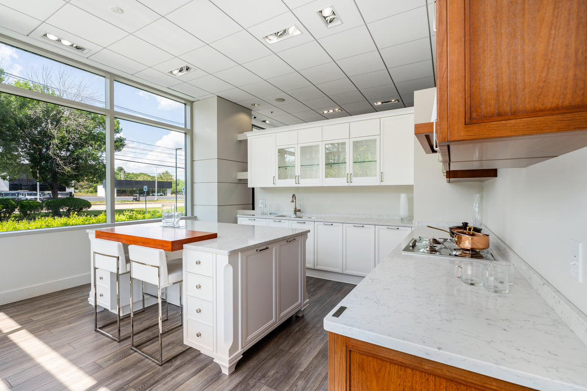 Aster Cucine Transitional White & Wood Kitchen with Island