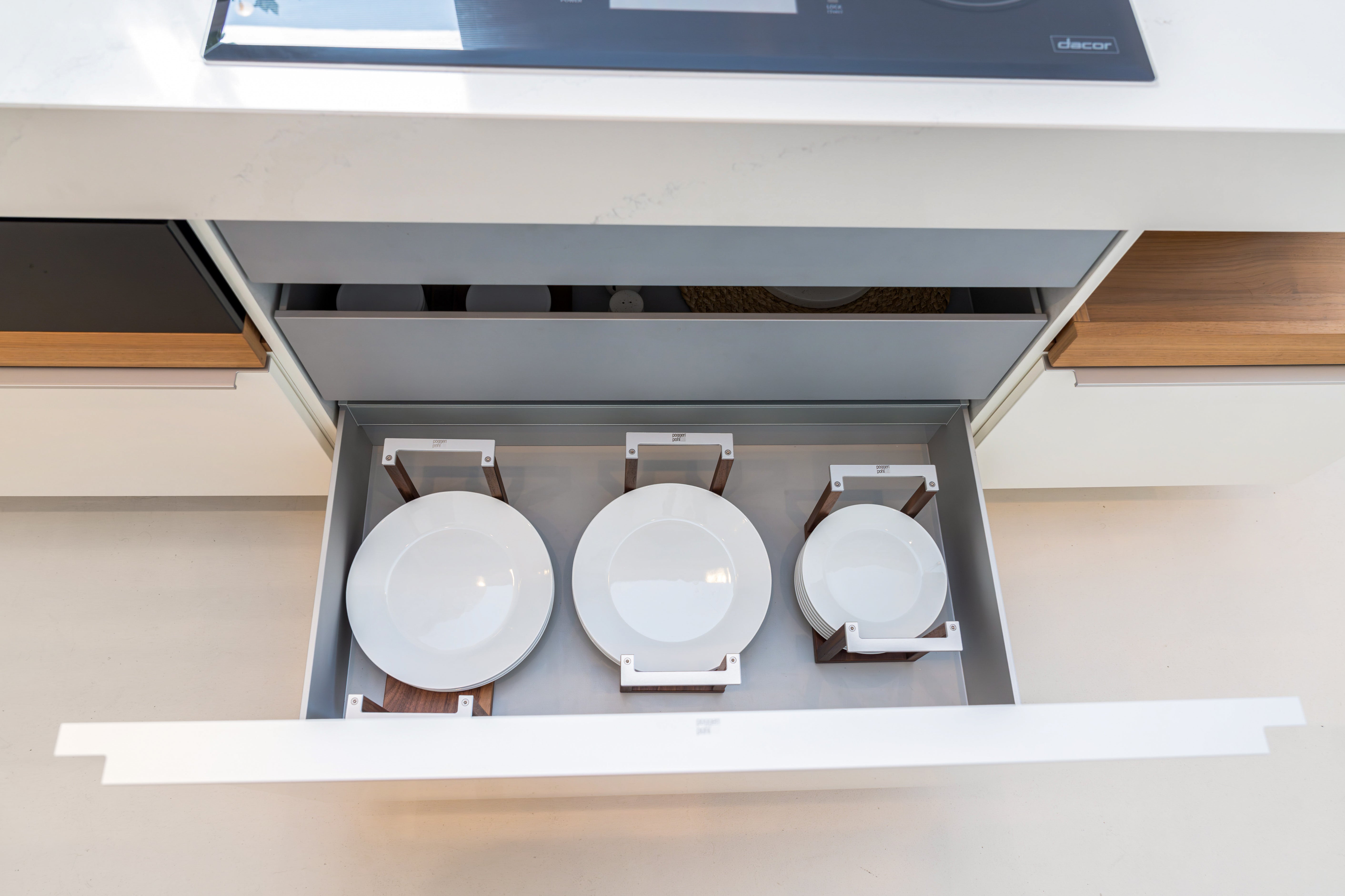Poggenpohl +Modo High-Gloss Blossom White Kitchen Island
