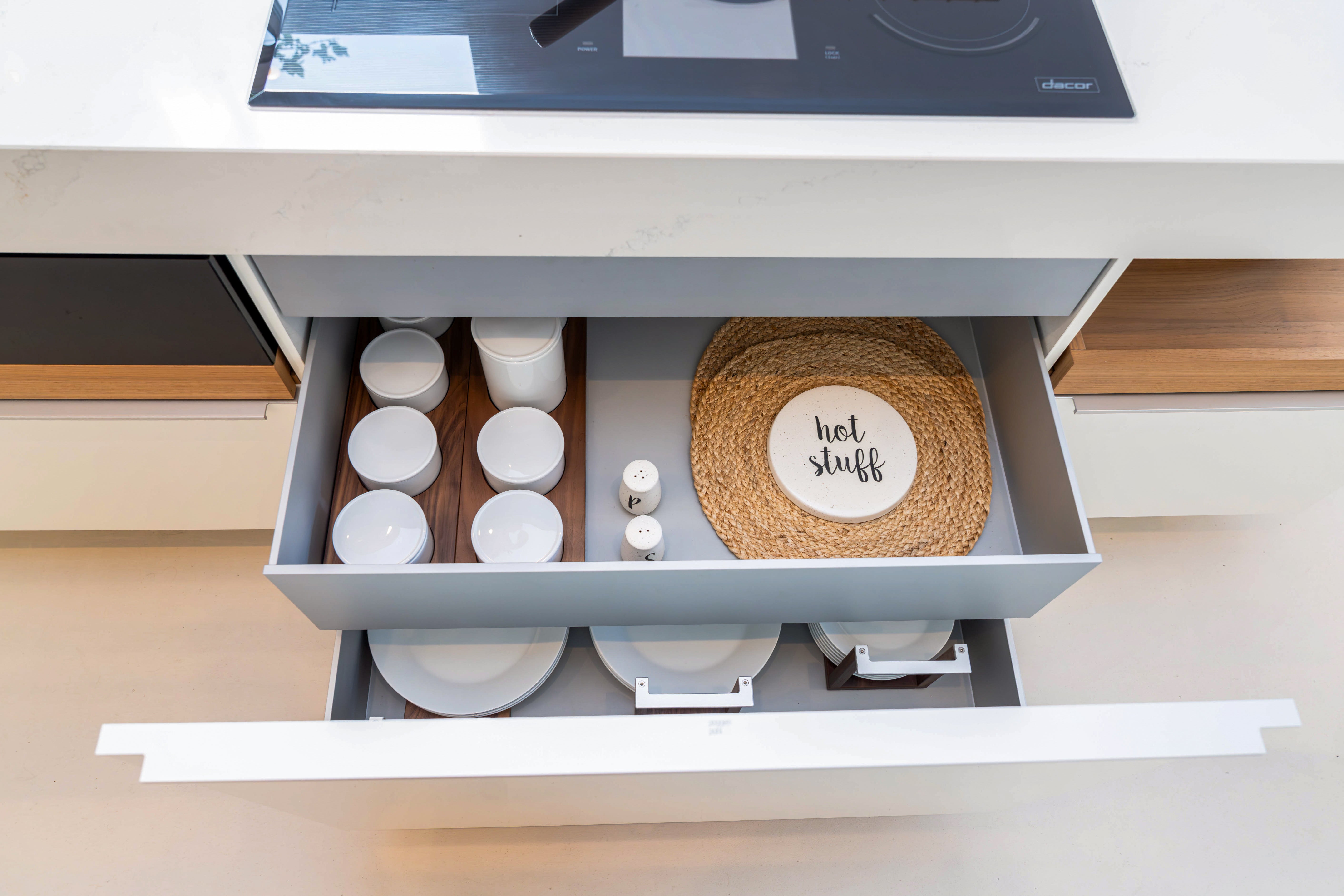Poggenpohl +Modo High-Gloss Blossom White Kitchen Island