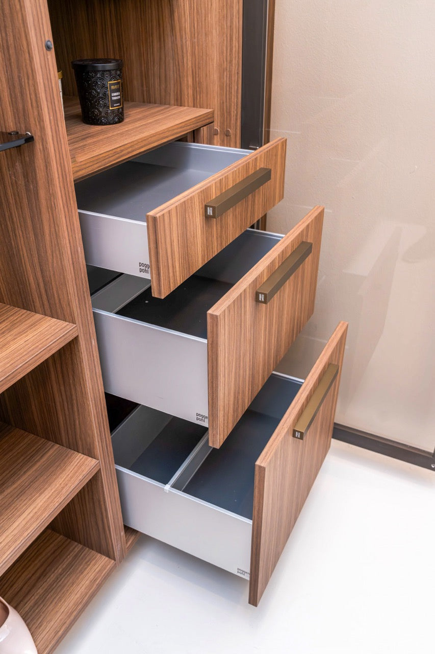 Poggenpohl Campania Mocca Decor Vertical Grain Wardrobe Closet System