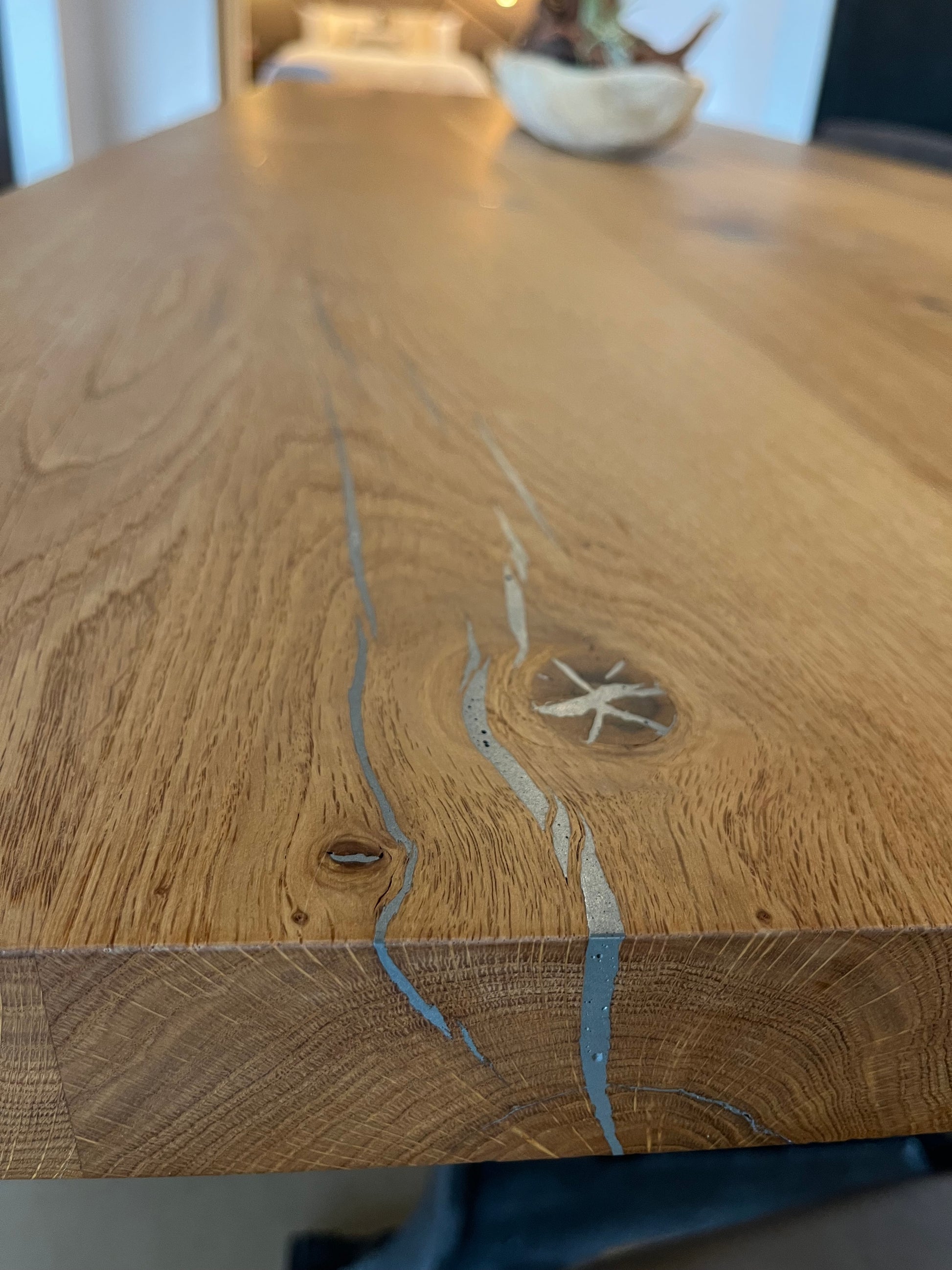 eggersmann Certified Light Oak and Black Metal Modern Rustic Dining Table