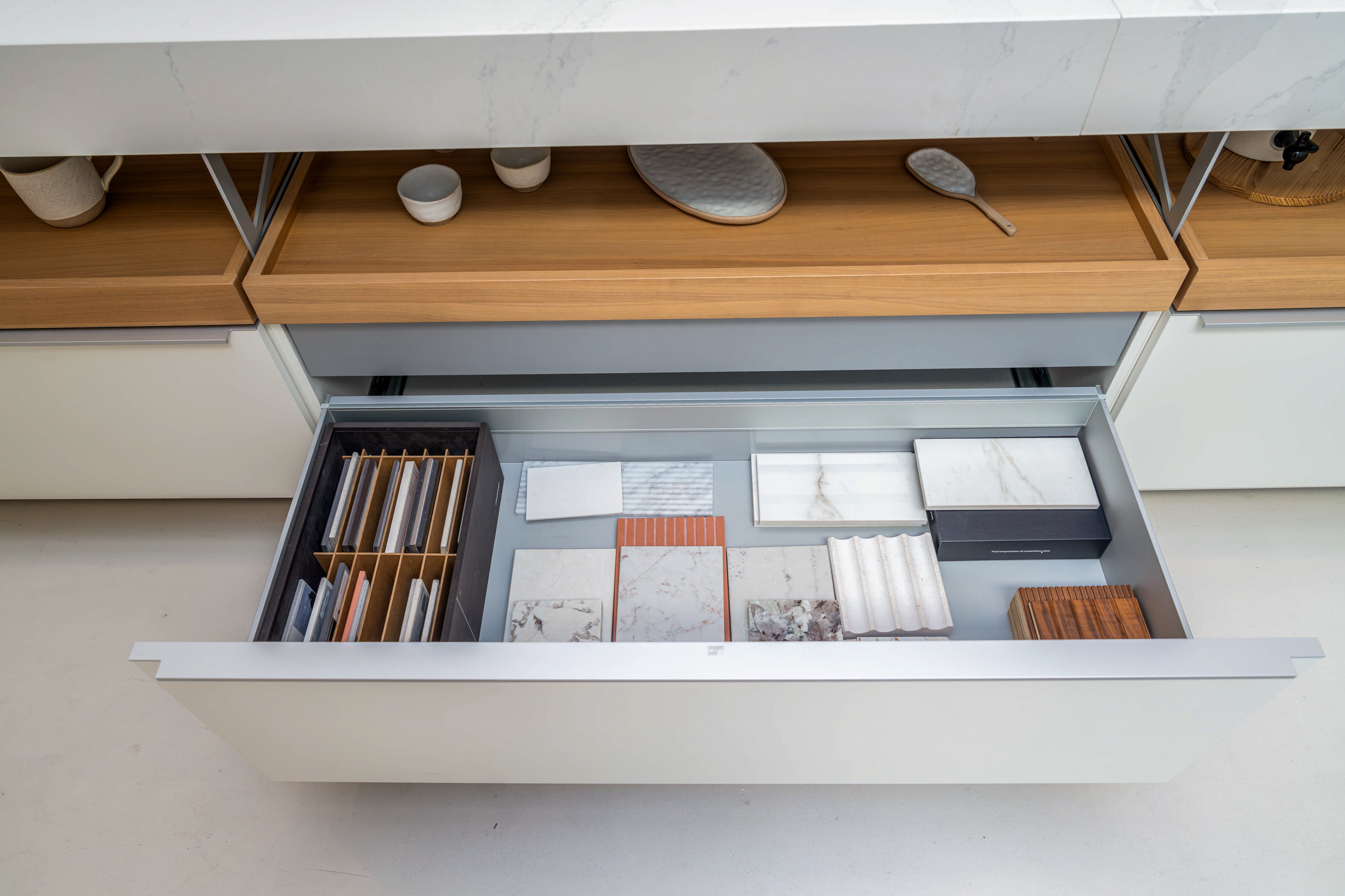 Poggenpohl +Modo High-Gloss Blossom White Kitchen Island