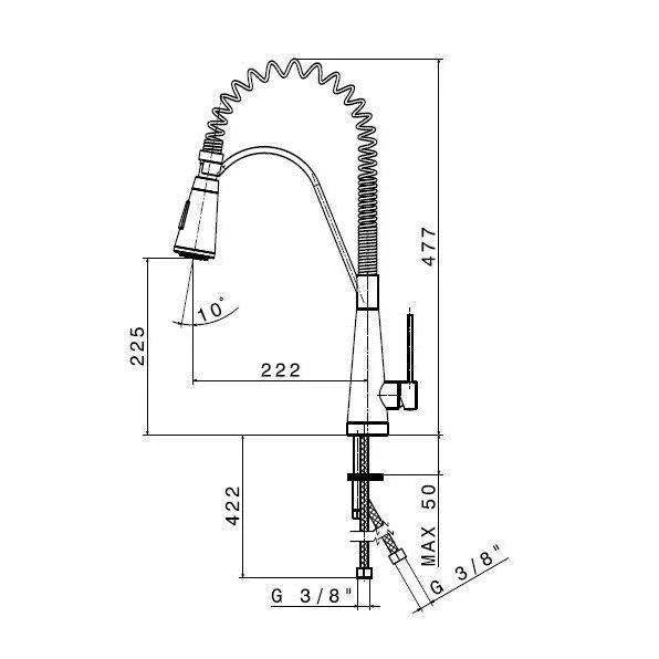 Newform YCON 64203.31.028 Brushed Nickel Single Lever Faucet with Adjustable Spring