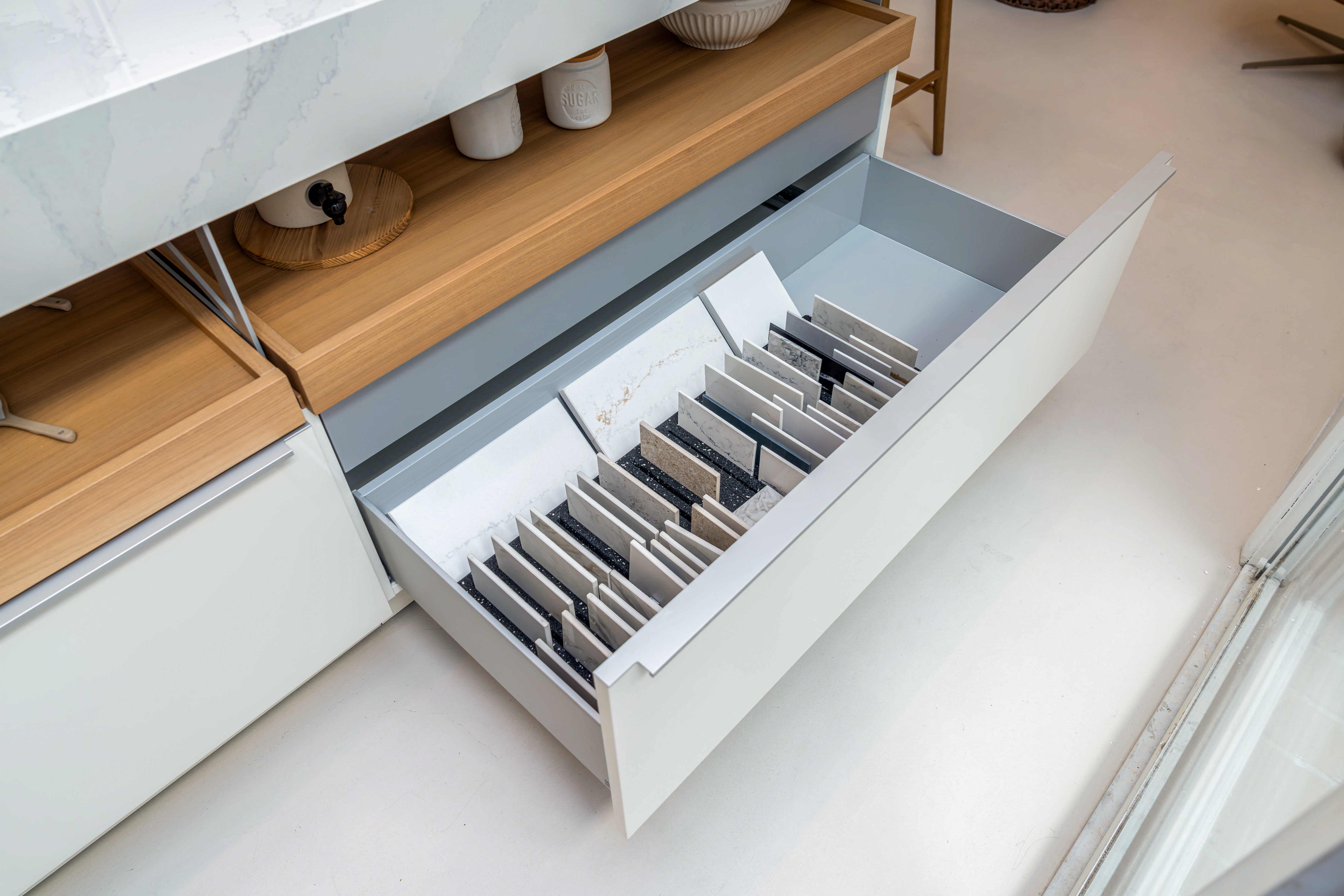 Poggenpohl +Modo High-Gloss Blossom White Kitchen Island