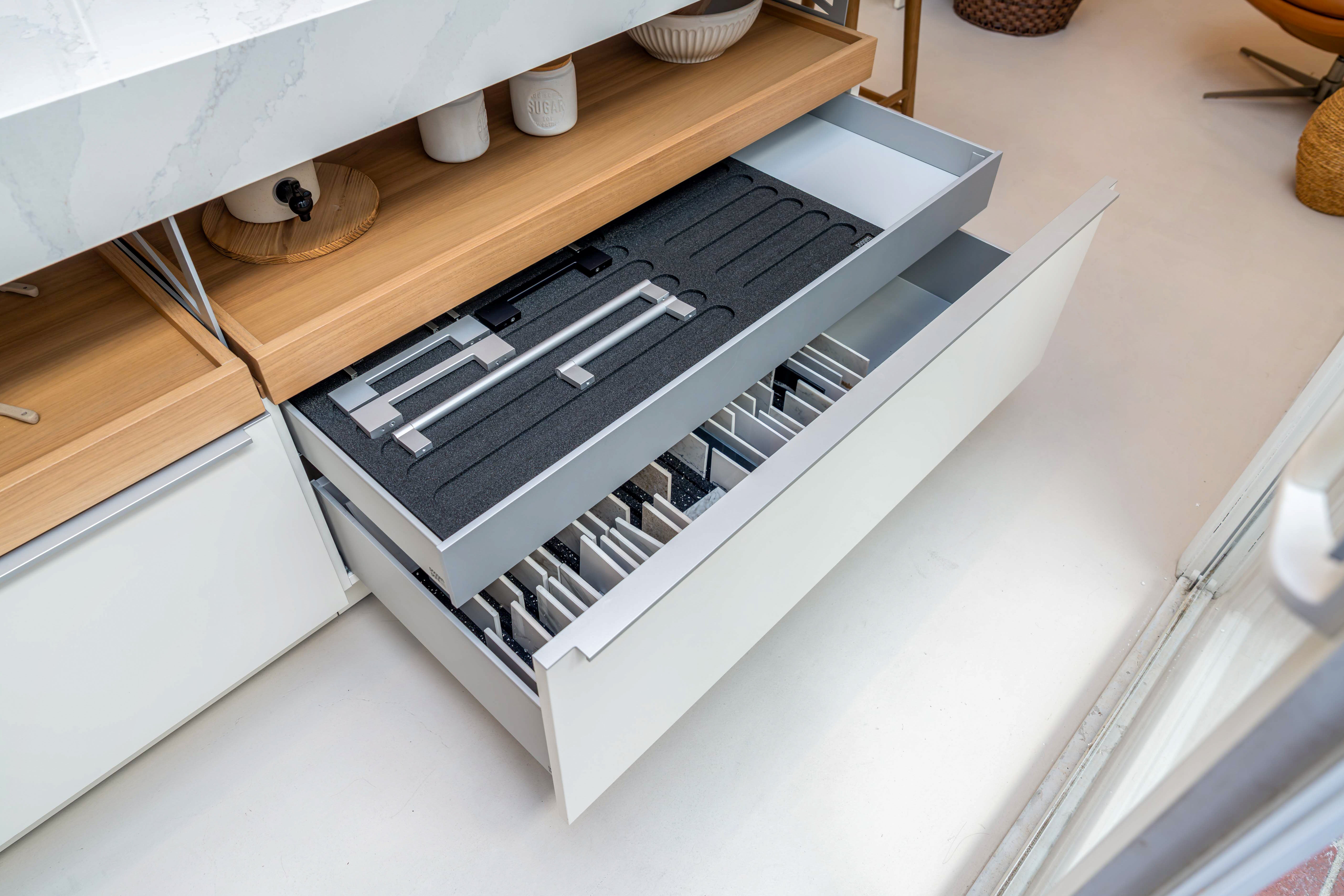 Poggenpohl +Modo High-Gloss Blossom White Kitchen Island