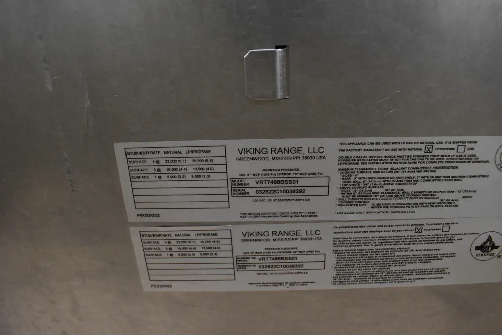 Viking 7 Series VRT7488BSS 48" Stainless Steel 8-Burner Pro-Style Gas Rangetop