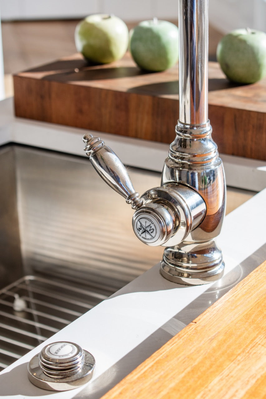 Rutt Regency Transitional White Kitchen with Wolf Appliances