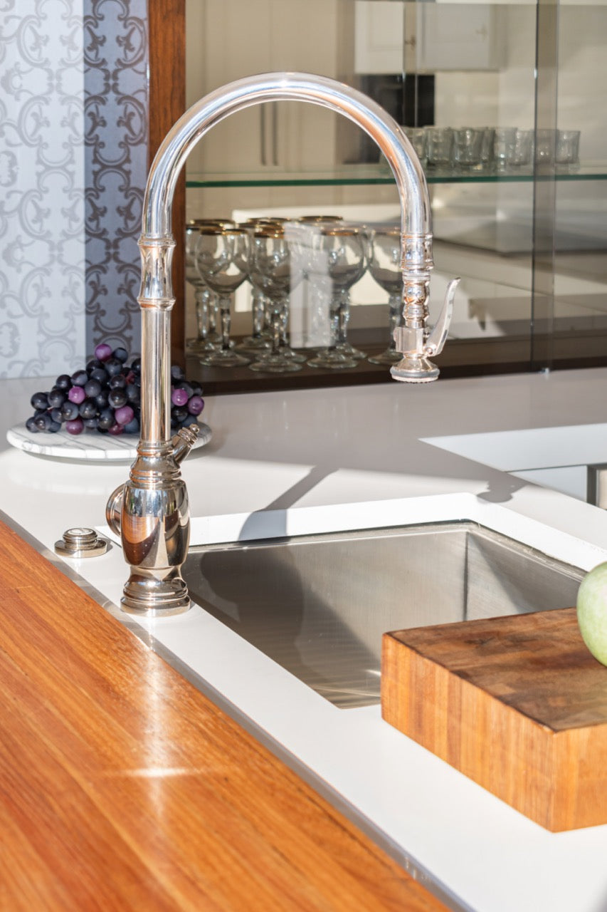 Rutt Regency Transitional White Kitchen with Wolf Appliances