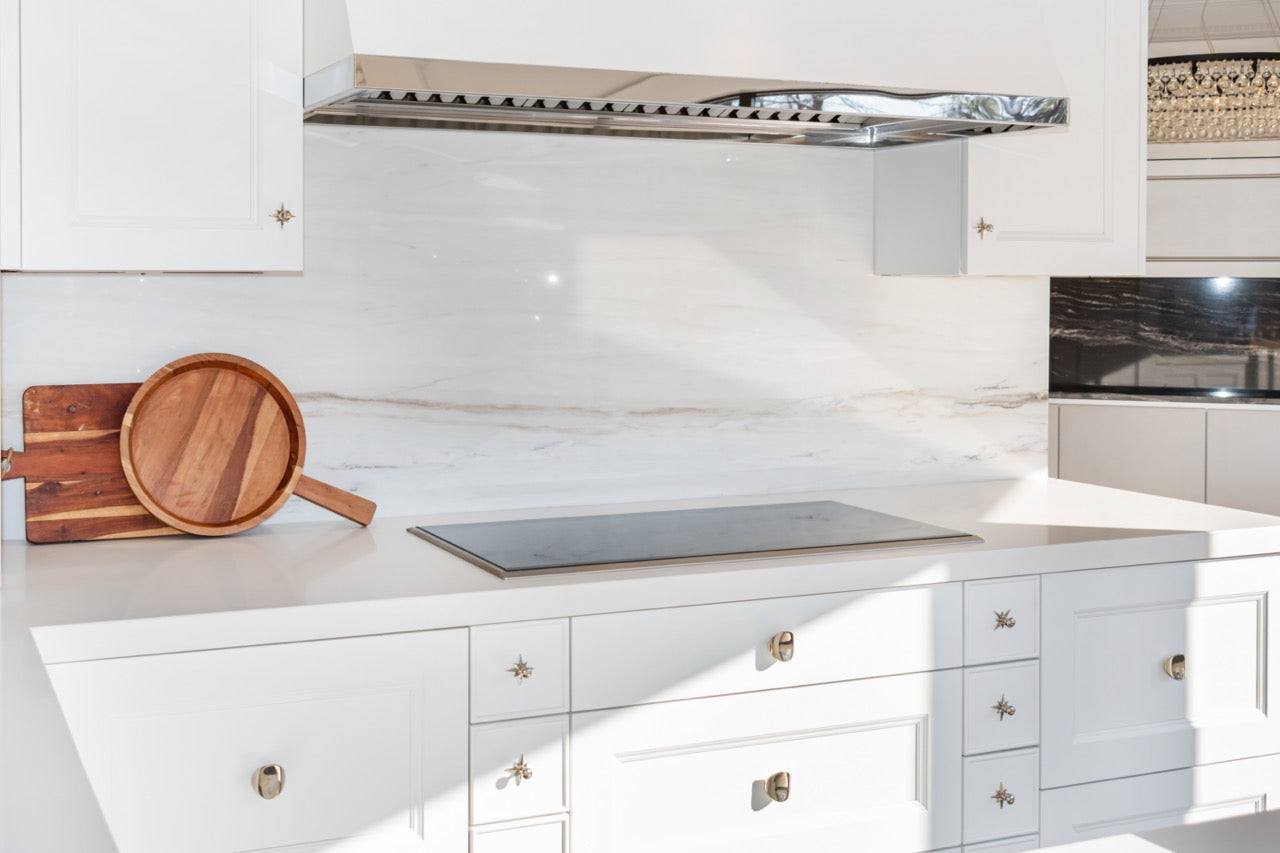 Rutt Regency Transitional White Kitchen with Wolf Appliances